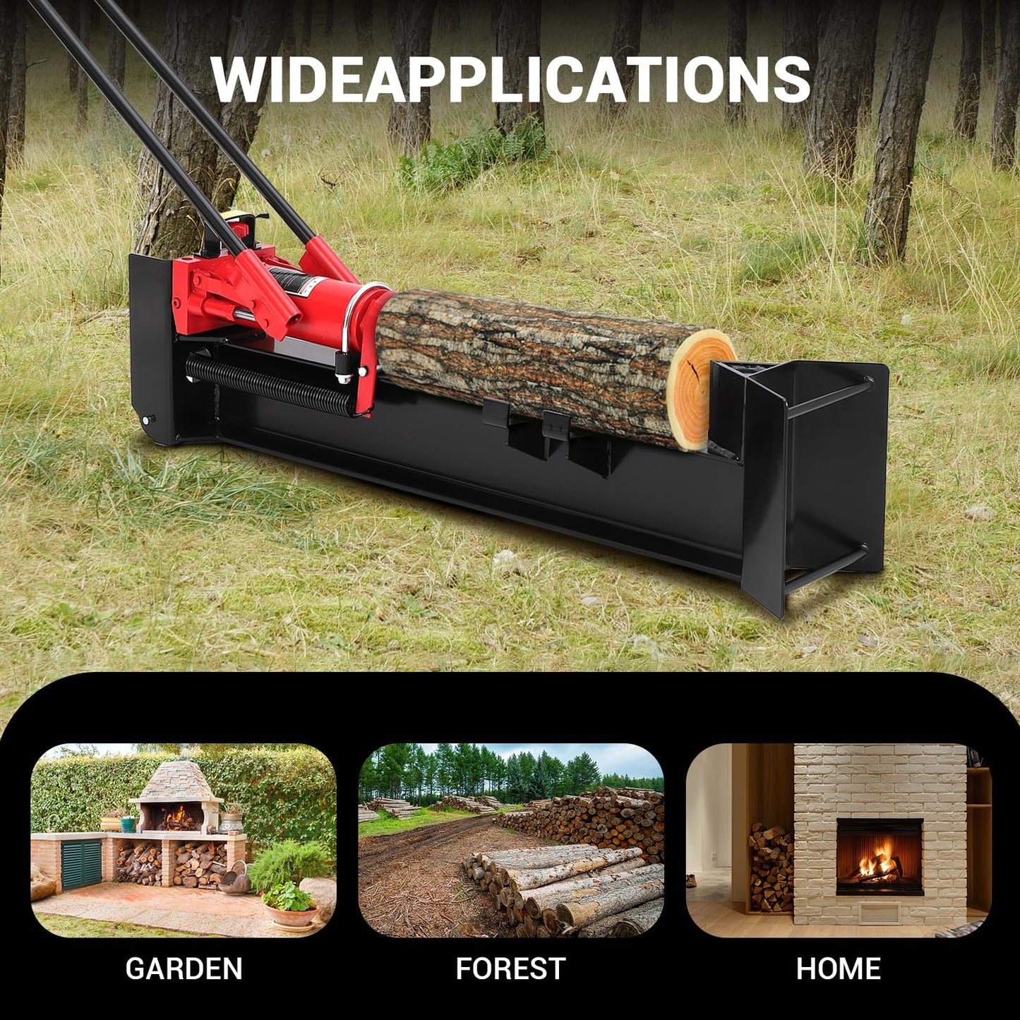 IDEALHOUSE Manual Hydraulic Steel Beam Log Splitter – Portable and Compact, 12 Ton Capacity - Wood Splitting Machine and Equipment for Fireplace, Firewood, & Fire Stove Logs,Outdoor and Backyard