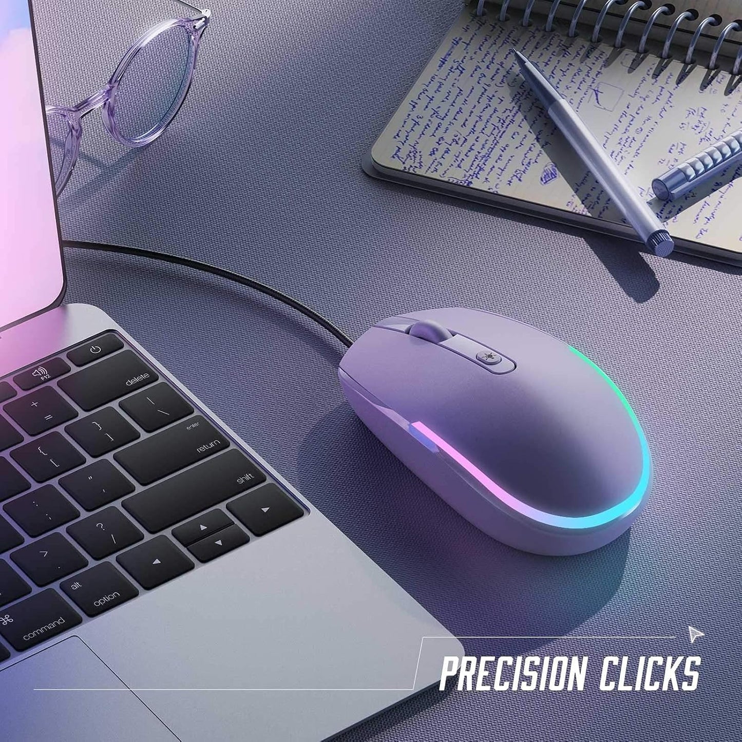 seenda Wired Mouse - USB Computer Mice Wired with RGB Backlit Optical LED Mouse with Attached USB Cord for Laptops