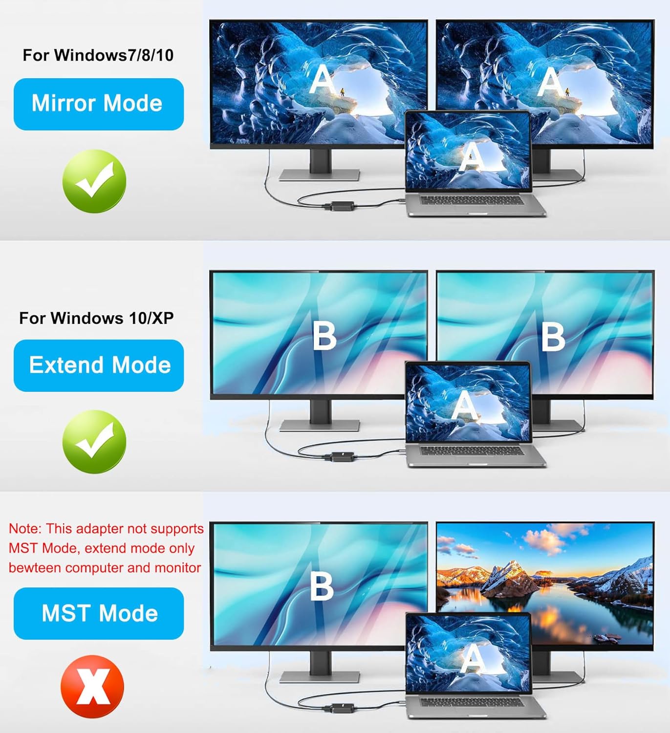 AKWOR 2 3.0 1920 1080P@60HZ USB to HDMI Adapter for Monitors, USB to Dual HDMI Adapter * Full HD Audio Video Graphics