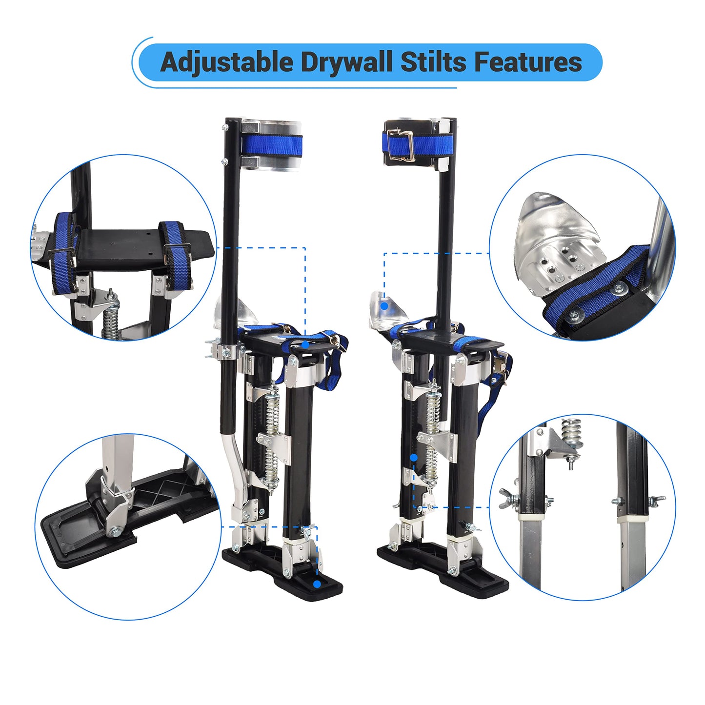 GESEXI 15”-23” Drywall Stilts Aluminum Tool Adjustable for Painters Walking Painting Taping, Black