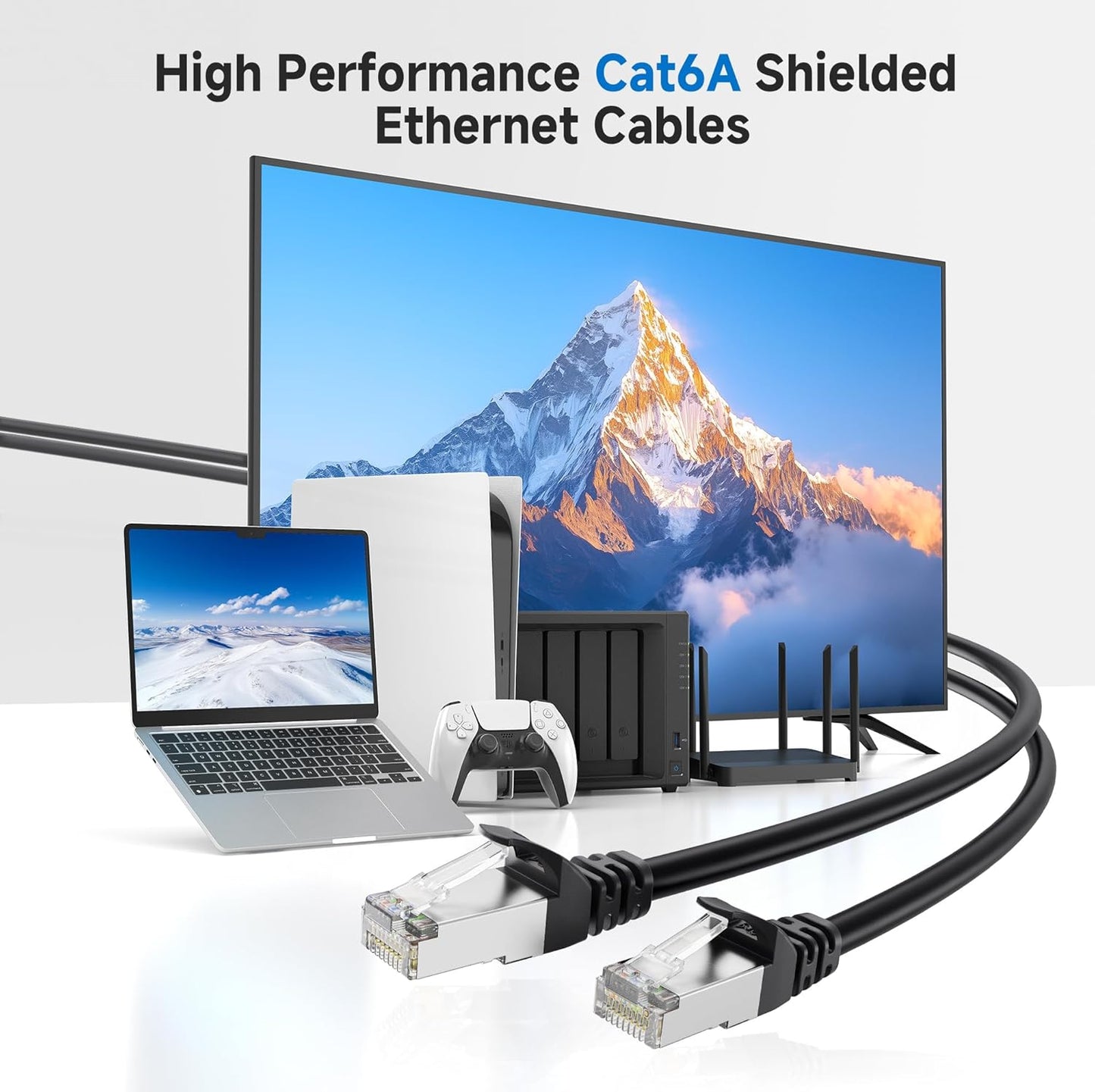 10Gbps 5-Pack 6A 5ft, 6A Cat6A Cable Matters Snagless Shielded Cat Ethernet Cable - Cat Cable, Cord, Ethernet Cord