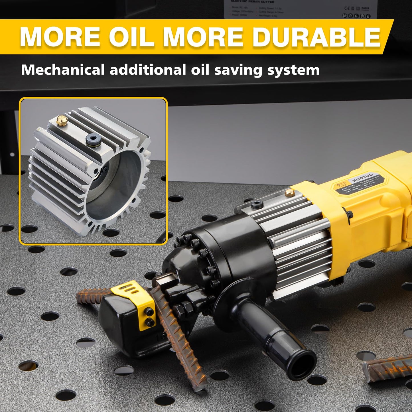 HUOTUO 5/8" Electric Hydraulic Rebar Cutter, Portable Rebar Cutter,Cutting rebar 4-16mm,1-1.5s cutting speed,1000w (RC16A)