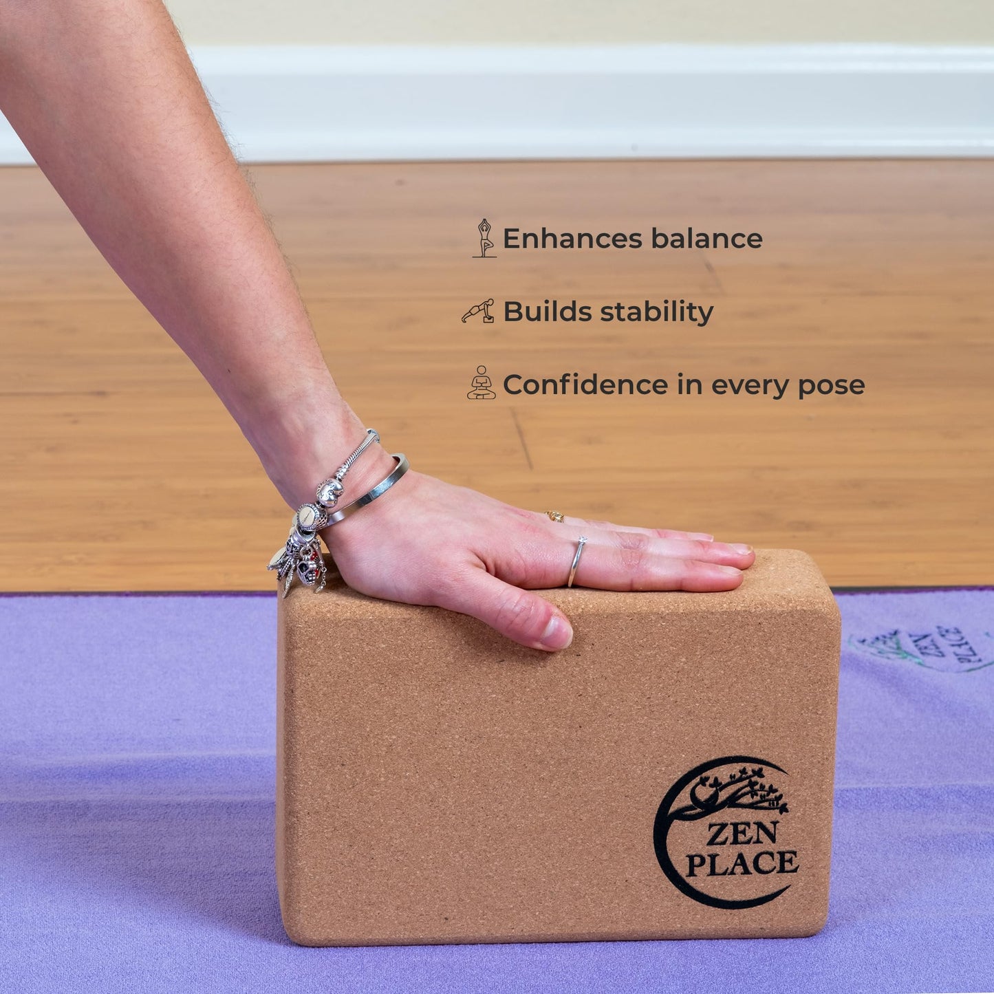 Zen Place Cork Yoga Blocks 2 Pack – High Density Natural Cork Blocks for Yoga, Pilates, Stretching, Balance & Flexibility