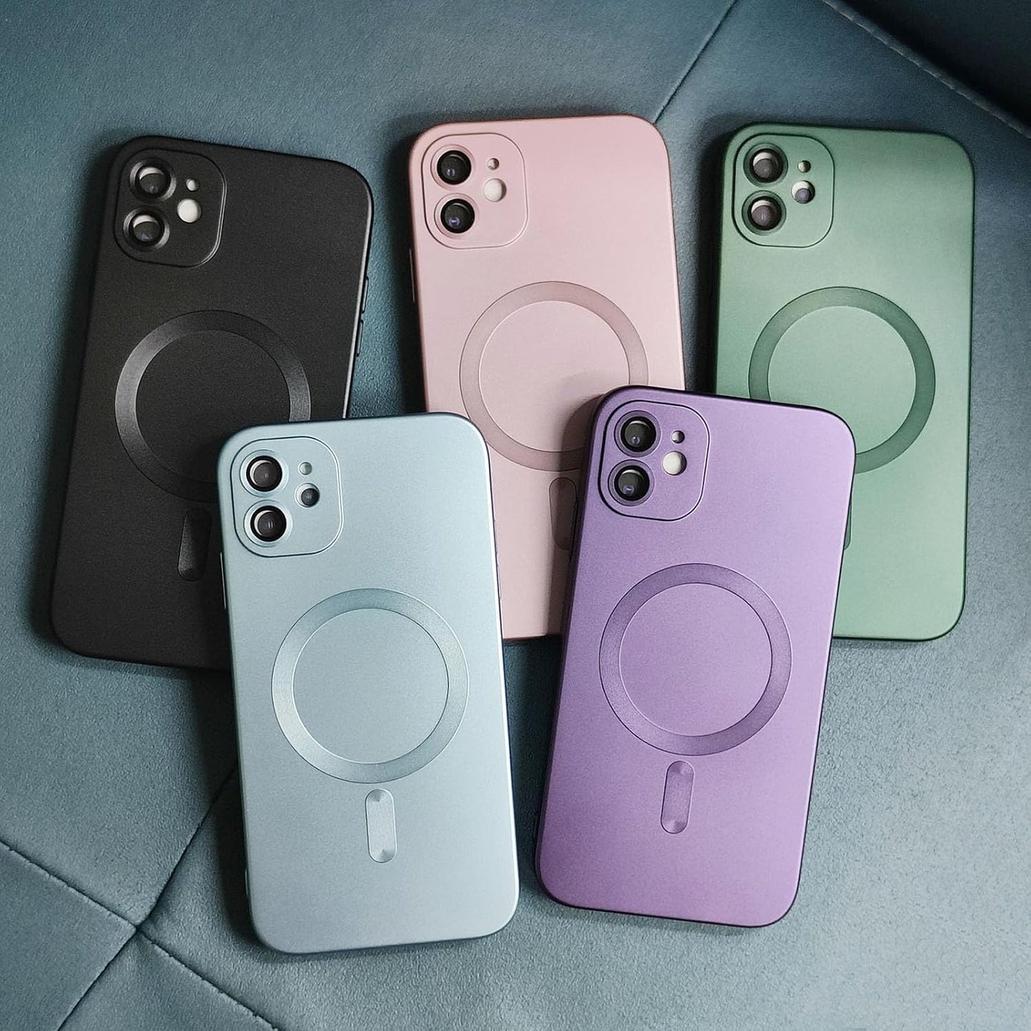 ankofave 12 12 6.1"-Pink Magnetic Case for iPhone Phone Case for Women/Men, Shockproof Matte Luxury Soft Metallic