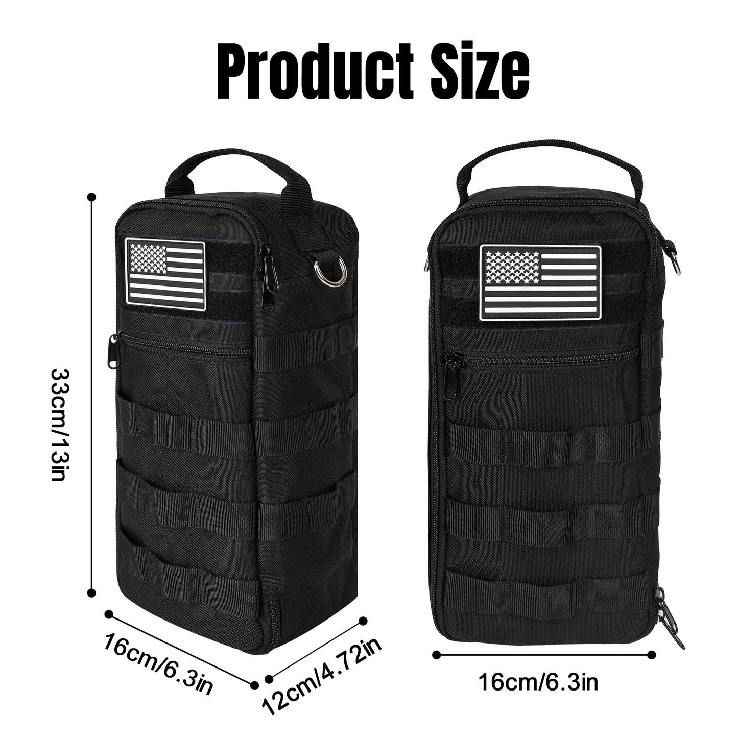 AASTT 13 Inch Portable Small Tool Bag, Heavy Duty Tool Organizer Bag with Shoulder Strap and D-ring Clip, Tactical Tool Bag, Tool Pouch Bag for Electricians, Carpenters, HVAC Technicians (Black)