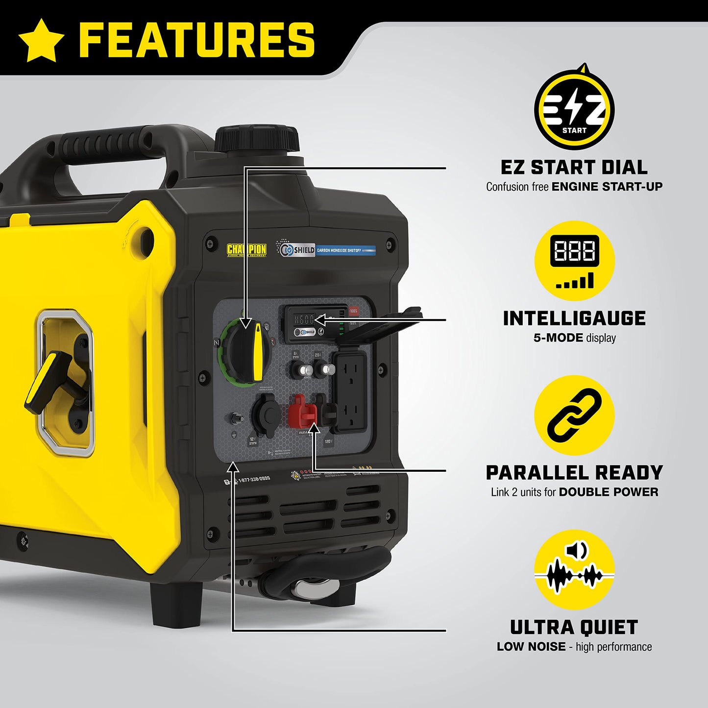 Champion Power Equipment 3500-Watt Portable Inverter Generator with Quiet Technology and CO Shield