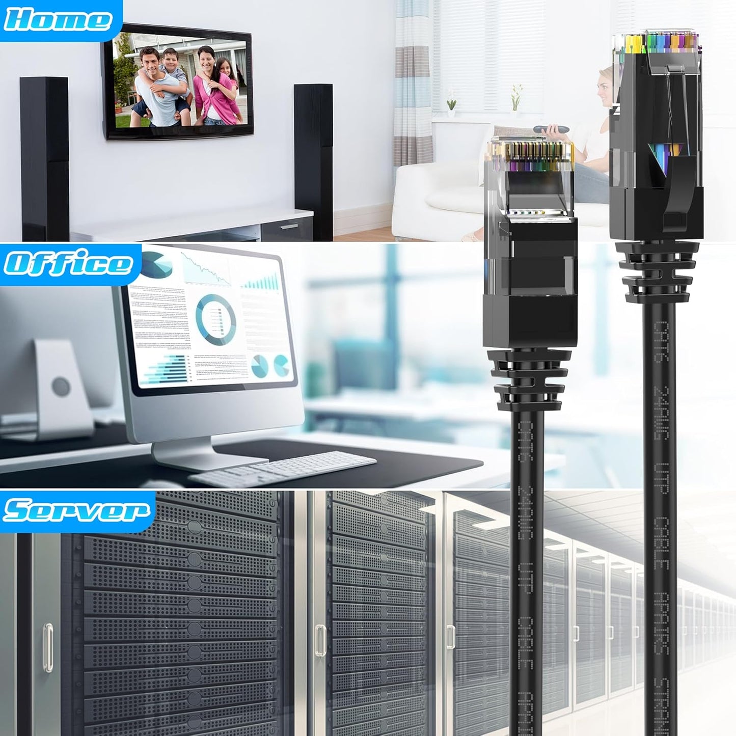 30FT Cat6 6 Cat6 24AWG 25 Ethernet Cable, Cat Patch Cable, Internet Cable, UTP Network Cable, Indoor and Outdoor, PoE