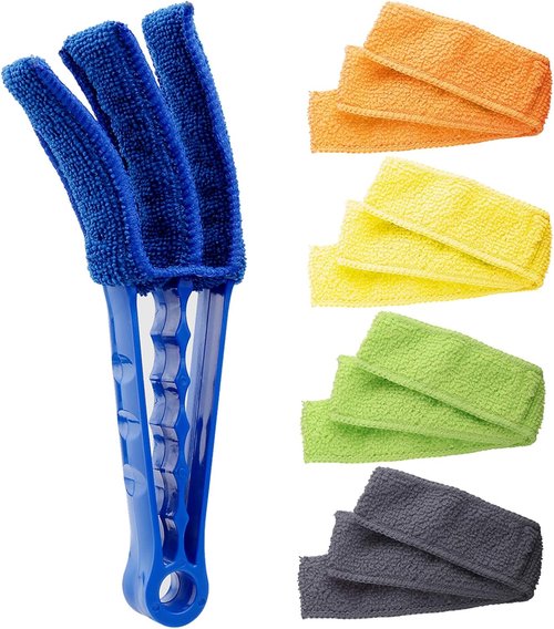 Hiware Window Blind Cleaner Duster Brush - 5 Microfiber Sleeves for Efficient Dusting | Ideal for Shutters & Air Conditioners