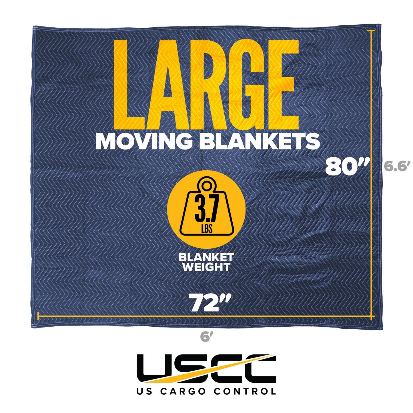 US Cargo Control Moving Blankets Heavy Duty 72"x80" 24-Pack (43 lbs/doz), Packing Blankets for Moving Furniture, Shipping, and Storage, Lightweight Quilted Furniture Pads, Tough Blue Polyester