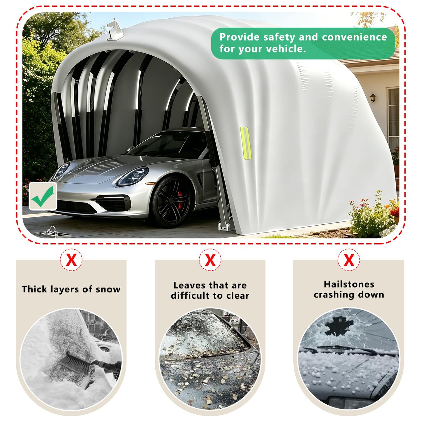 Retractable Foldable Carport, 19.35 x 8.8 ft Stainless Steel Portable Car Garage, All-Weather Collapsible Car Shelter with Ground Lock, Heavy Duty Car Canopy Tent for SUV, Grey (5.9M, Stainless Steel)