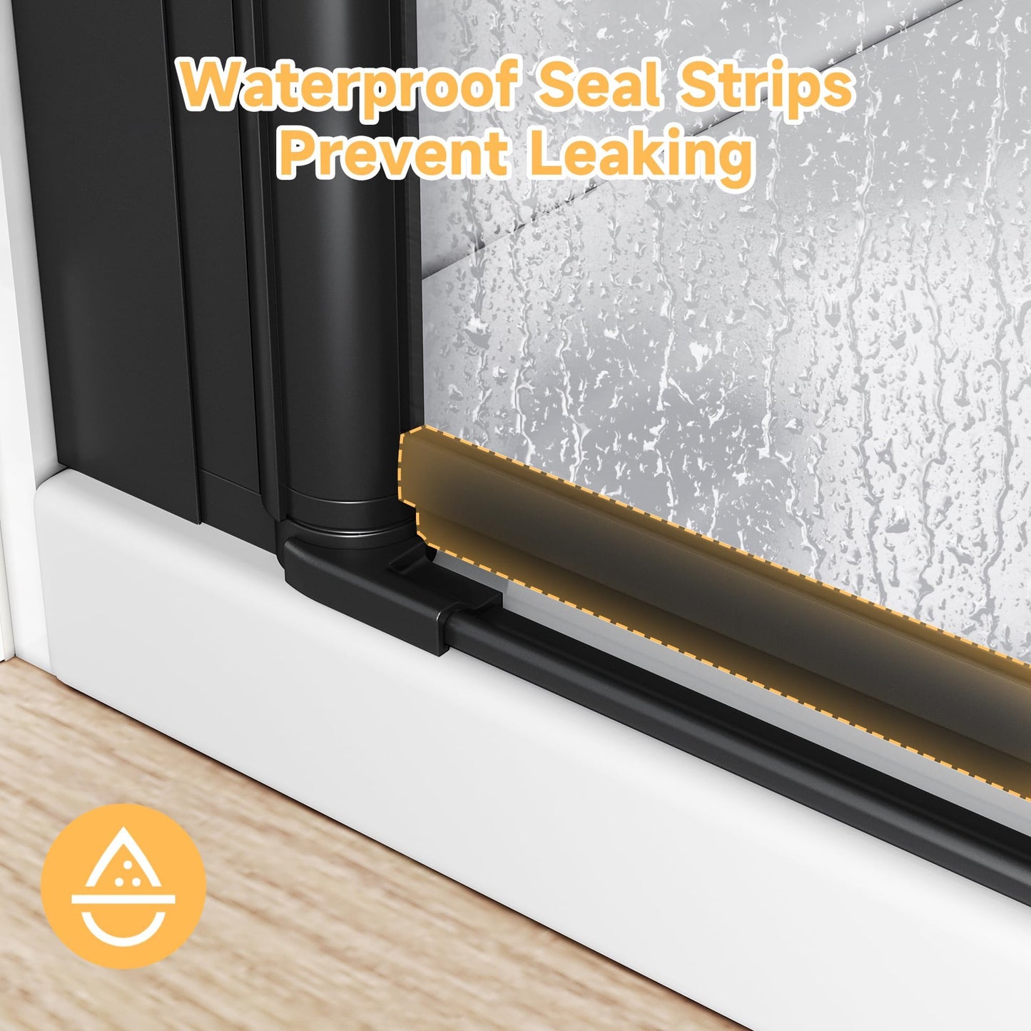 SL4U Bifold Shower Door, 34" W x 72" H, 1/4" Tempered Glass Shower Door, Foldable Shower Glass Door, Easy to Clean, Matte Black Finish