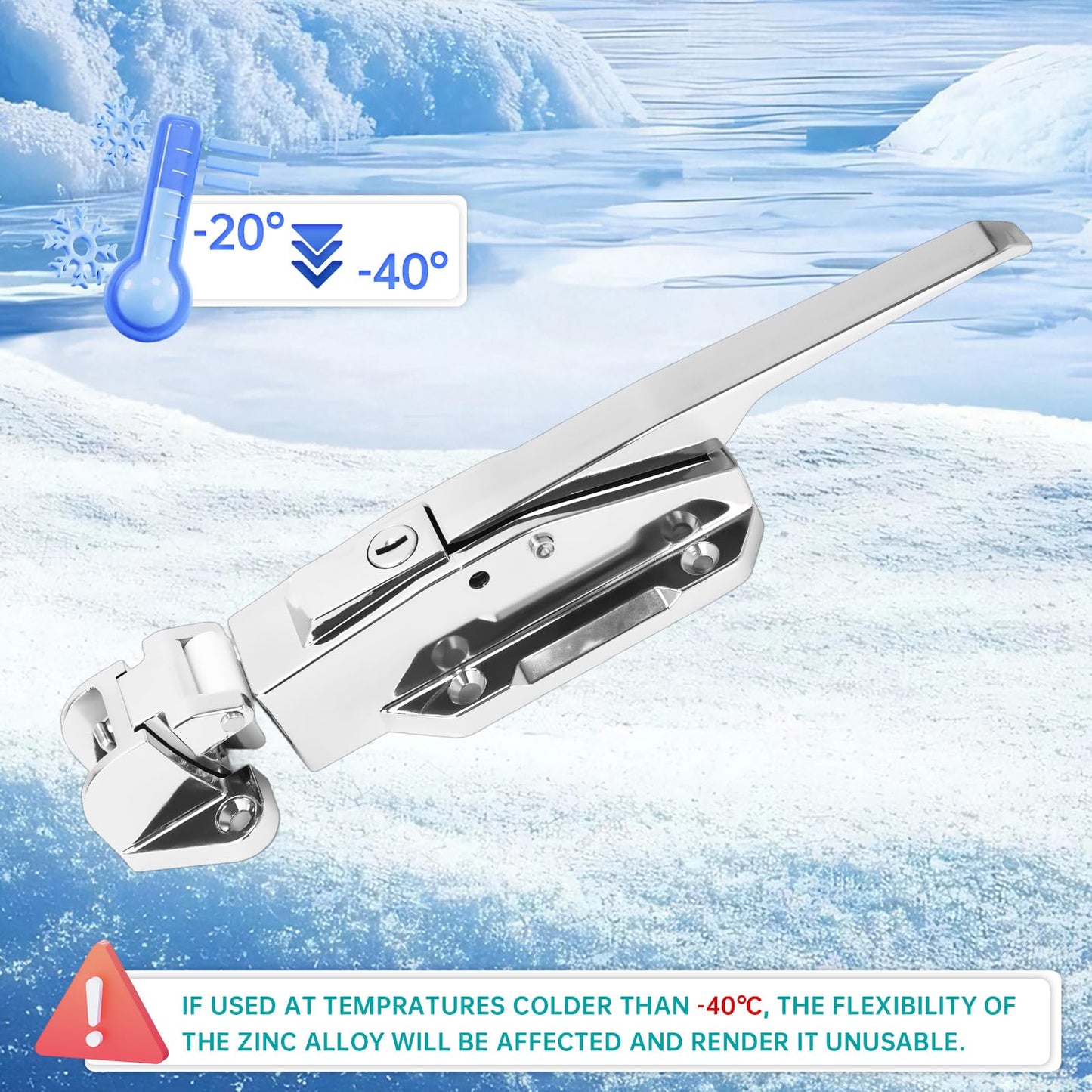 Heavy Duty Walk-in Cooler Door Closer Complete Latch Kit, Freezer Doors Handle with Release Handle for Freezer, Container, Warehouse and Oven, Offset -1/8 in to 1/4 in(Flush)