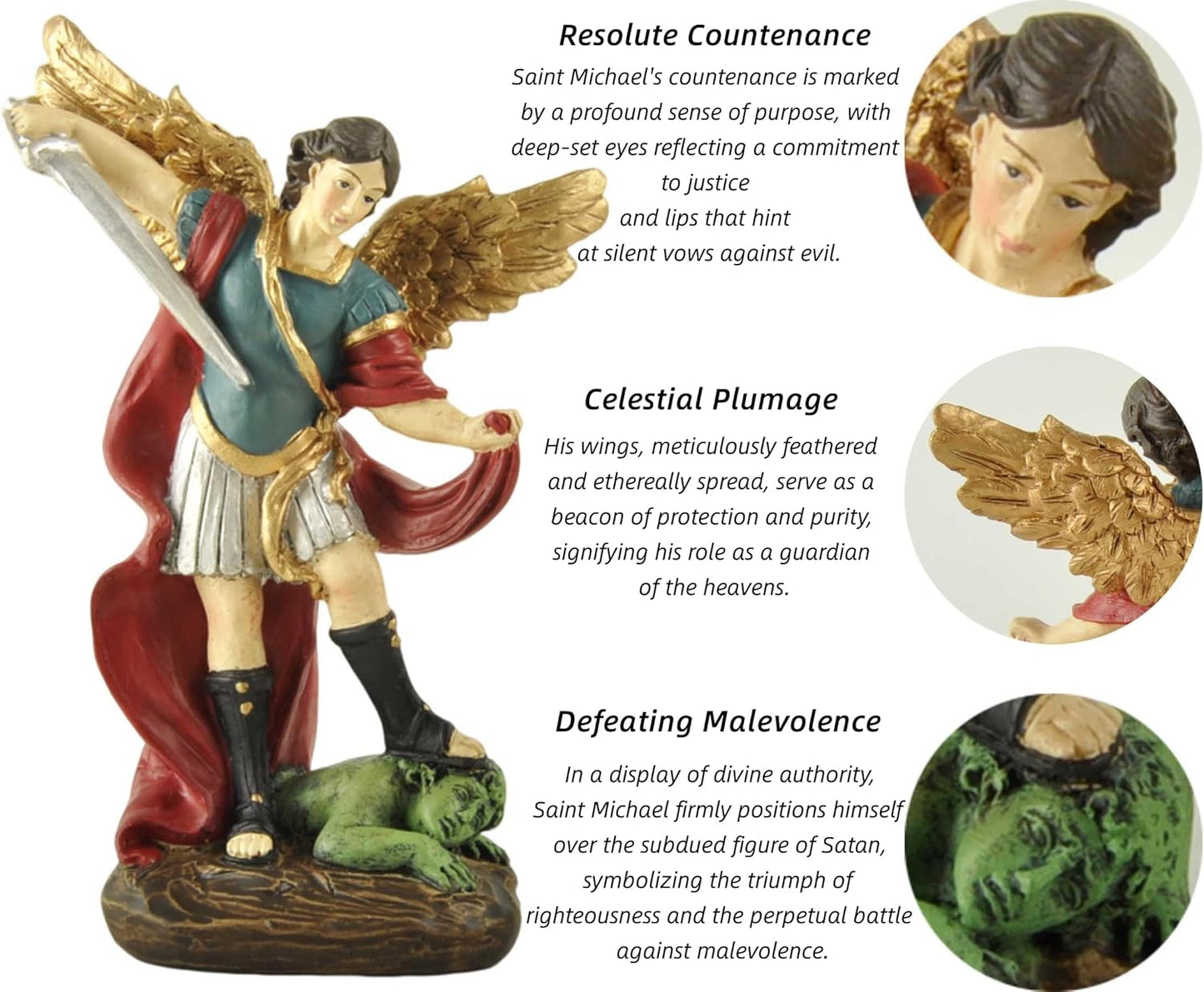San Miguel Archangel Statue - Saint Michael Defeats Lucifer | Religious Collectible Angel Figurine, 5.31” H