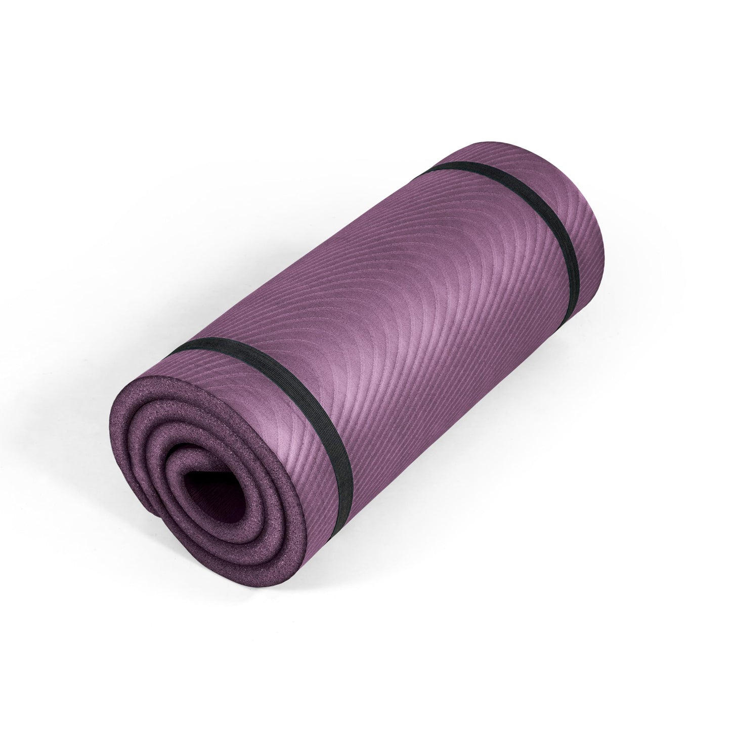 TONE Fitness Premium Extra Thick 1-Inch High Density Exercise Mat with Carry Strap – Non-Slip Workout, Pilates, and Yoga Mat for Home Gym - Color Purple - Wave Pattern