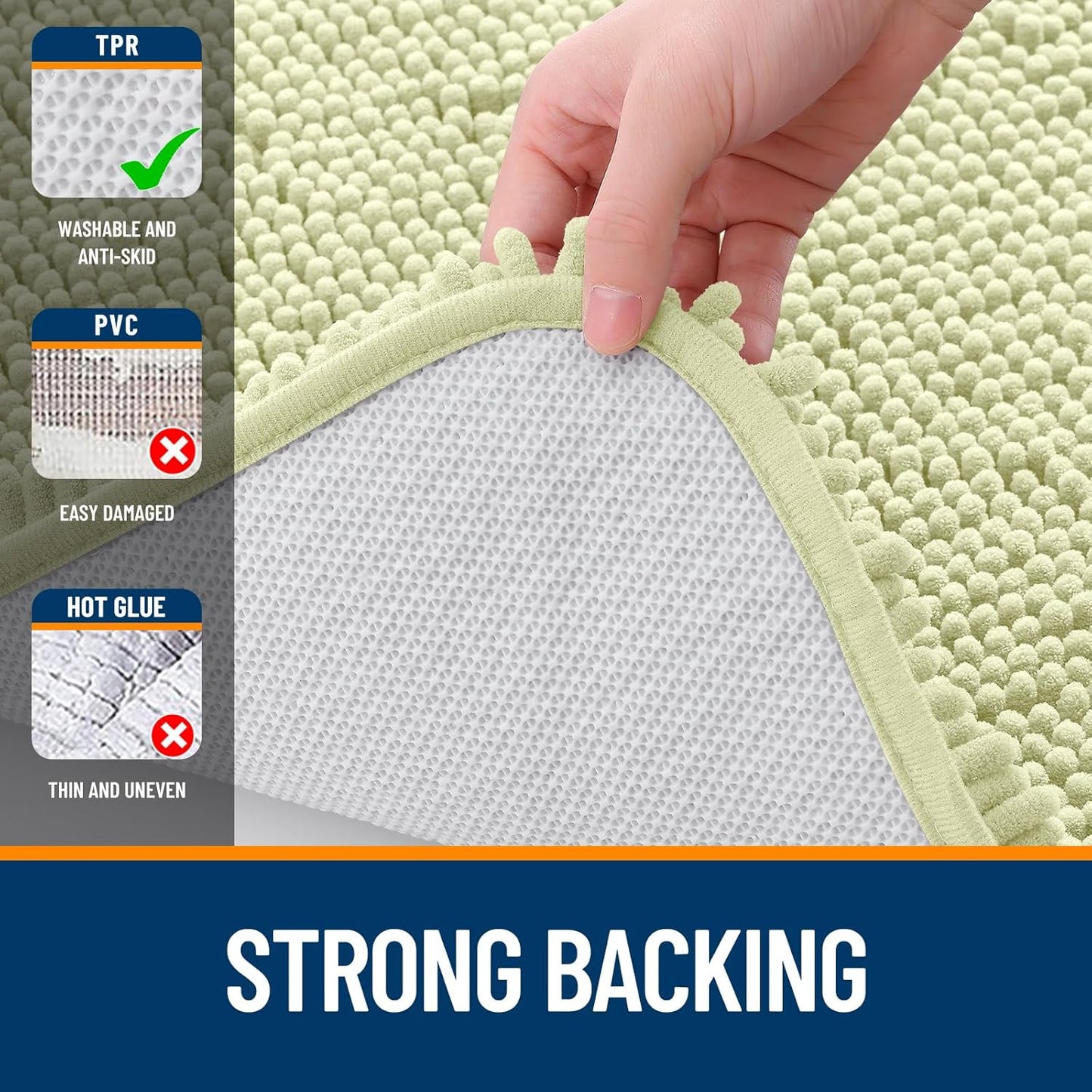OLANLY Small Bathroom Rugs - Extra Soft Chenille Bath Mats | Quick Dry, Machine Washable, 24x16, Vanilla