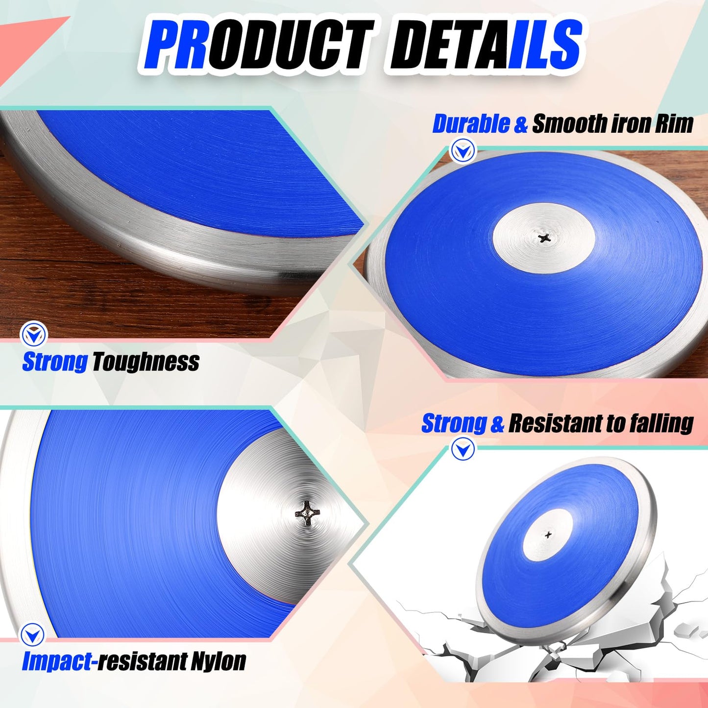 VercanMonth 4 Pcs Sports Training Discus Boys Girls Discus Track and Field Discuses Training Equipment for High School and College Throwers Practice and Competition(Blue)