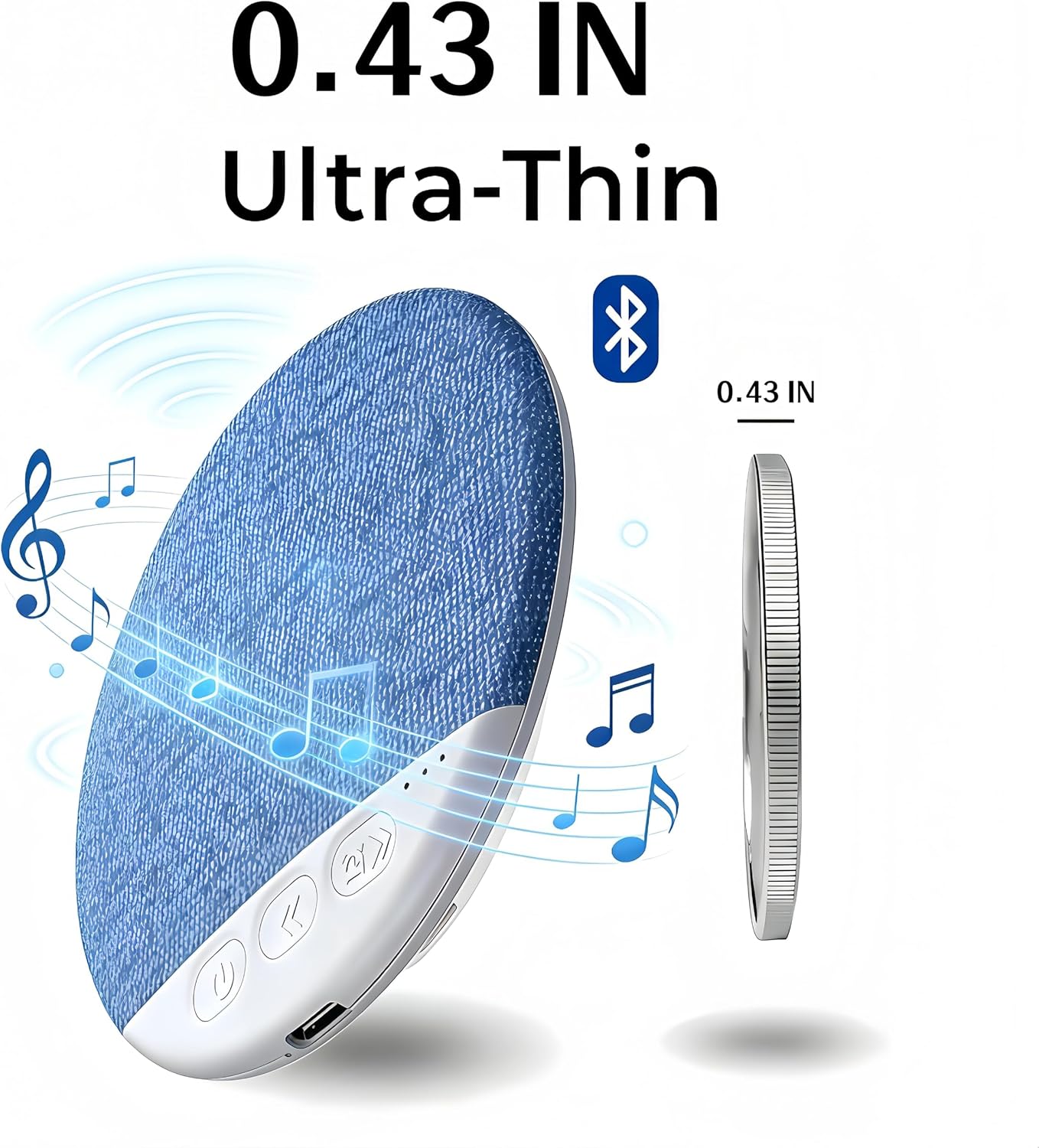48H Pillow Bluetooth Speaker for Sleeping - Under Pillow, Sleep Timer, White Noise, Battery, Type-C, Hi-Fi Sound