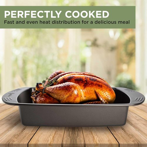 Ecolution Nonstick Roasting Pan - Premium Carbon Steel, Oven Safe to 450°F, 21" x 14" Exterior