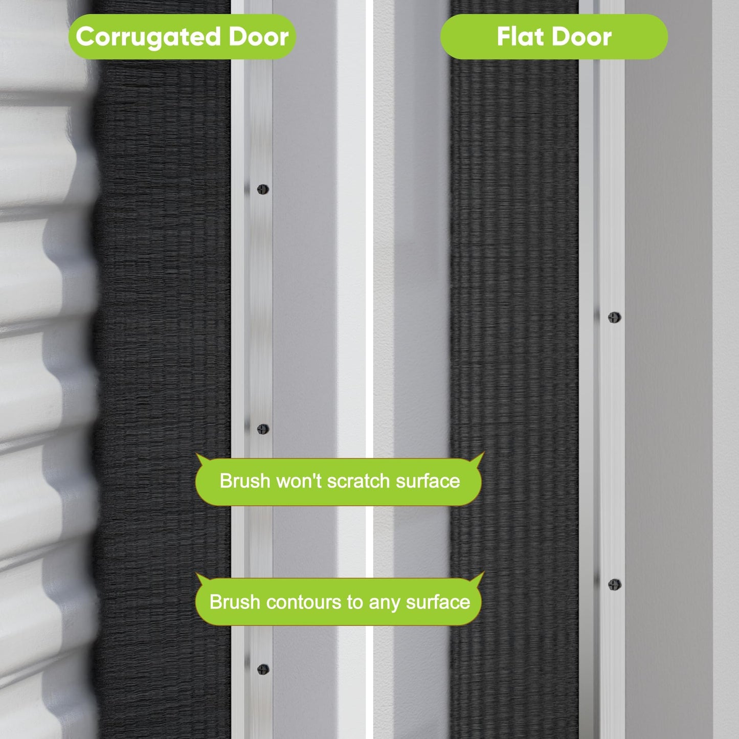 Garage Brush Seal Kit for Roll up Door 10 X 10Ft, Weather Stripping Garage Door Seal Top and Sides -Heavy Duty Nylon Brush with Aluminum Track, Insulation Door Kit for Corrugated,Sectional, Commercial
