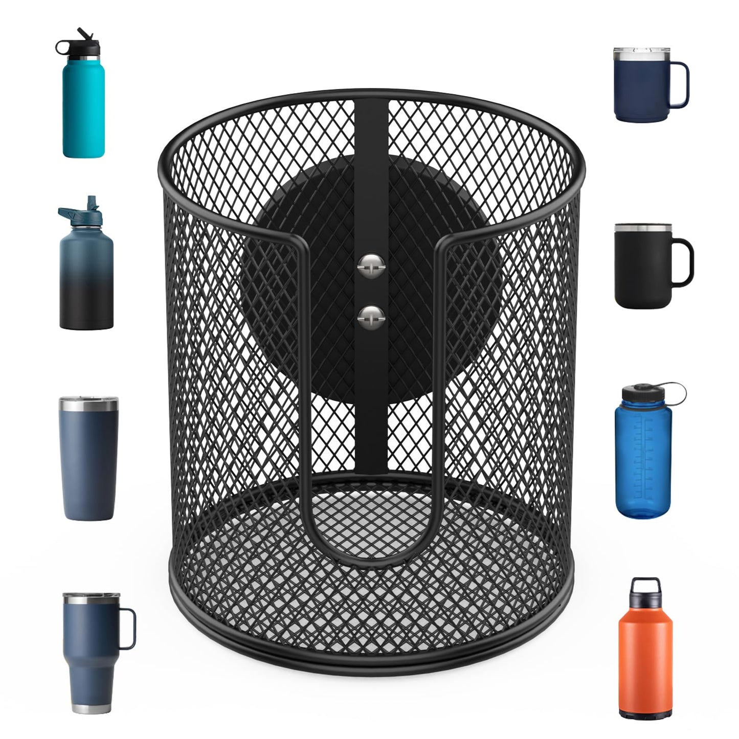 Magnetic Cup Holder, Fully Covered Anti-Fall Magnetic Drink Holder, Cup Caddy, N38 Super Magnet Cup Holder for Tractor Mower School Bus on Ferrous Metal Surface, 3.54" Inner Diameter(1 Pack Black)