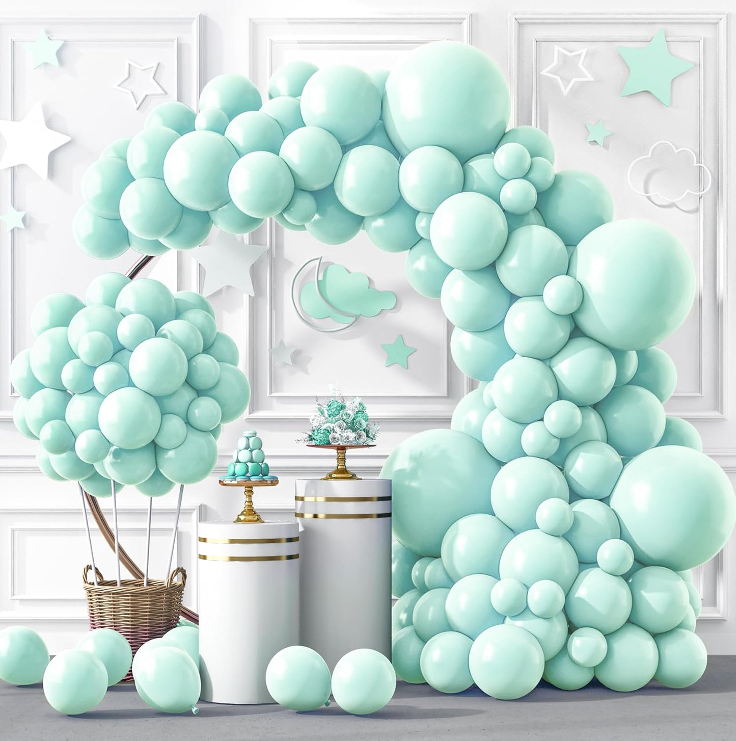RUBFAC Mint Green Balloon Garland Kit - 129pcs in Various Sizes for Birthday, Baby Shower & Wedding Decor