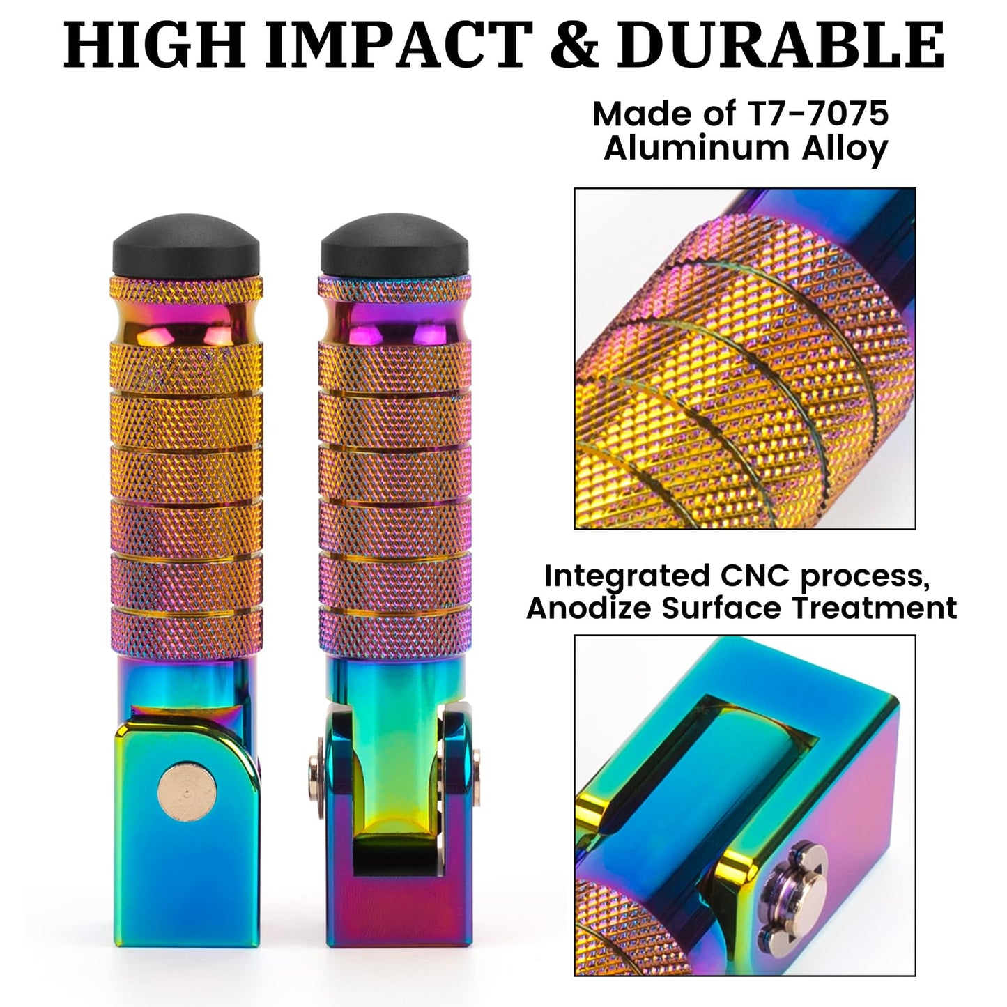 XINGWU M8 Motorcycle Foot Pegs 90 Degree Foldable Footpegs CNC Anti-Skid Footrest for Yamaha Honda Suzuki Aprilia Electric Car Motorbike Mini Bike Dirt Pit Bike Passenger Pedal Colorful