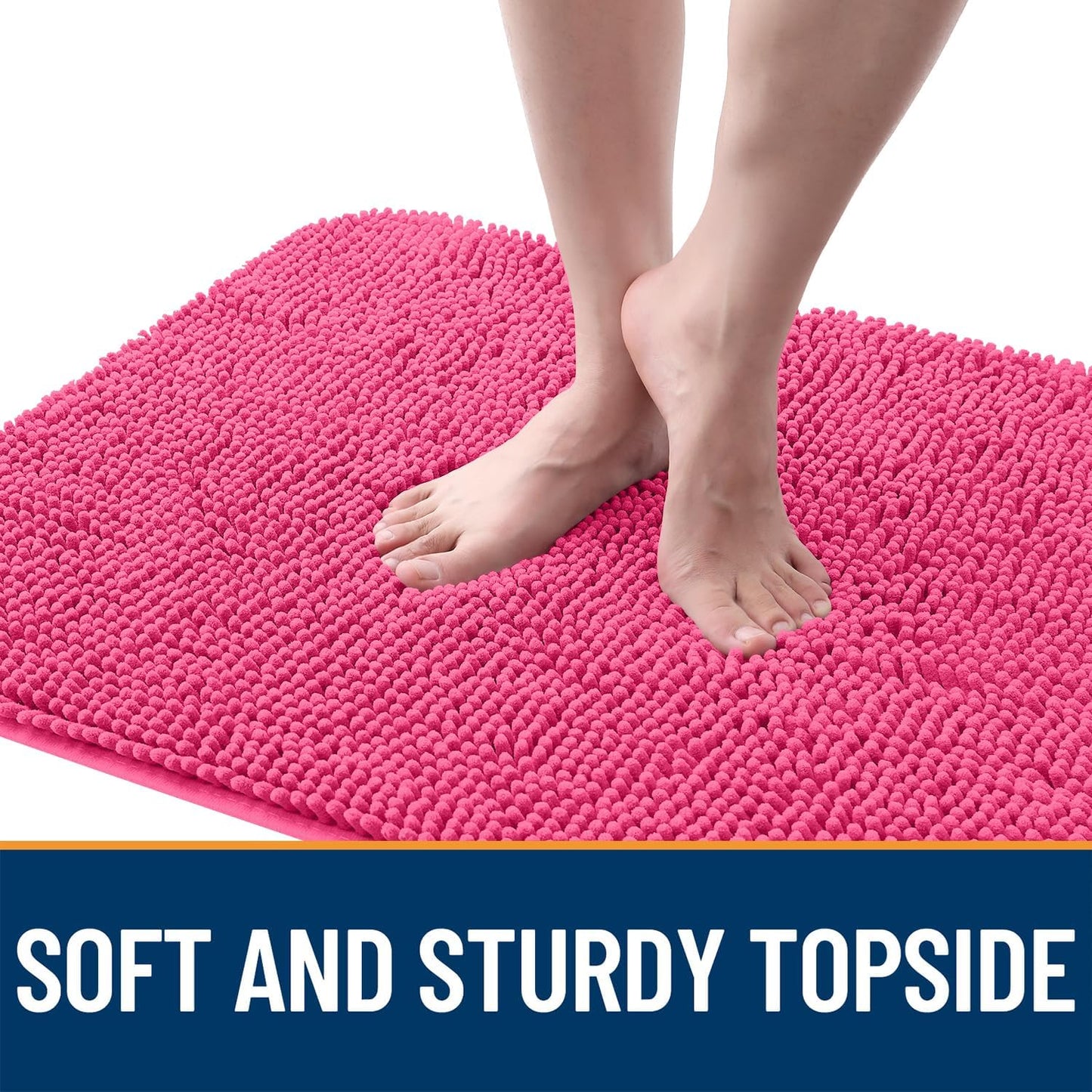 OLANLY Dog Door Mat - Absorbent Non-Slip Chenille Mat for Muddy Paws | 30x20, Hot Pink