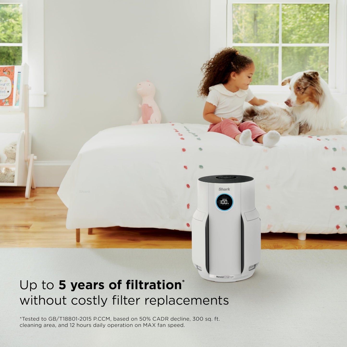 Shark Air Purifier for Home with NeverChange(5-Year) HEPA Air Filter, 1400 sq. ft. for Powerful Multi-Room Purification, Filters Smoke, Captures 99.98% of Particles & Dust, HP302, White