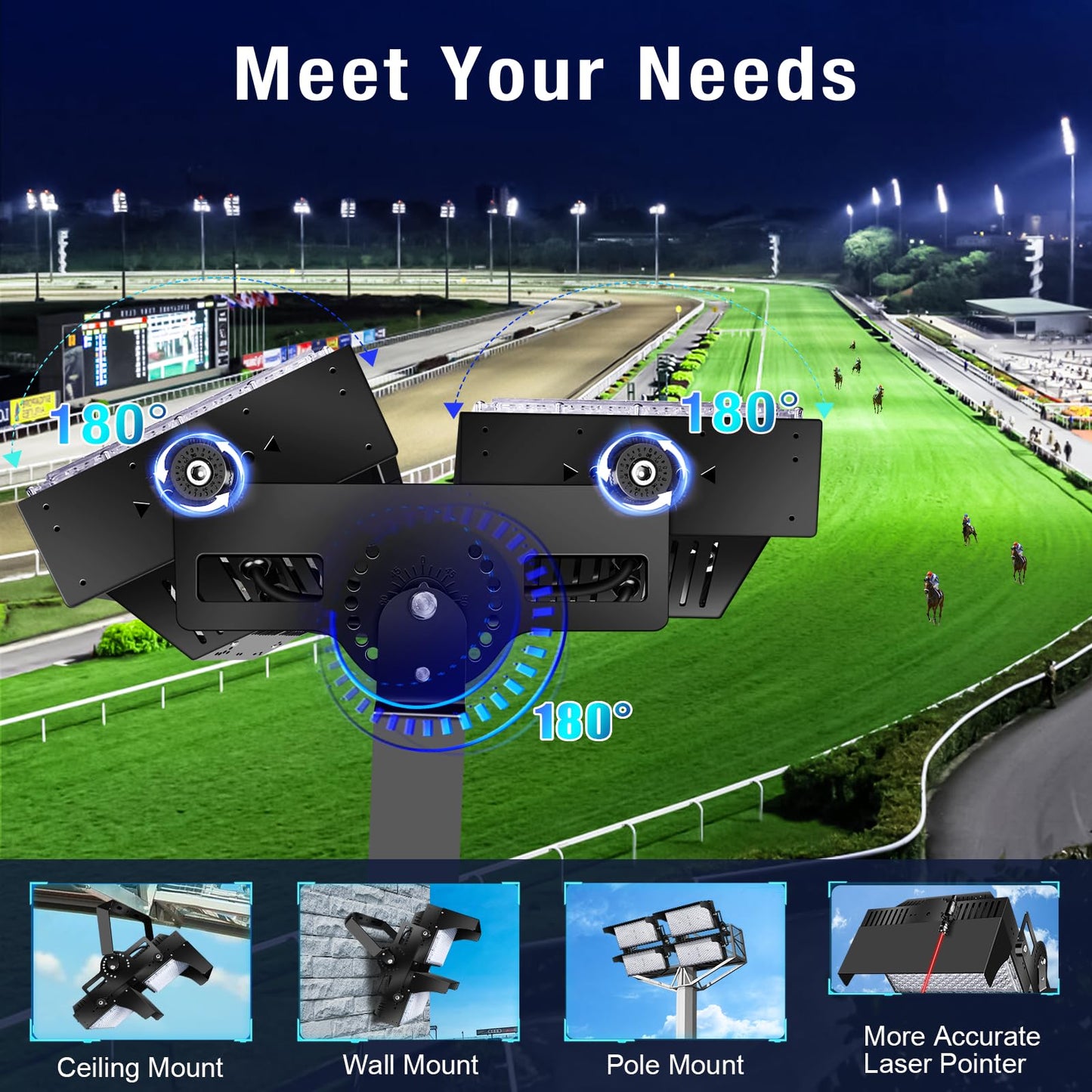Tomourd 900W Led Stadium Lights, IP66 High Power Outdoor Sport Court Arena Light Pro-Grade High Mast Lighting with Dimmable 10KV Surge Protection Commercial and Industry for Large Area Lighting