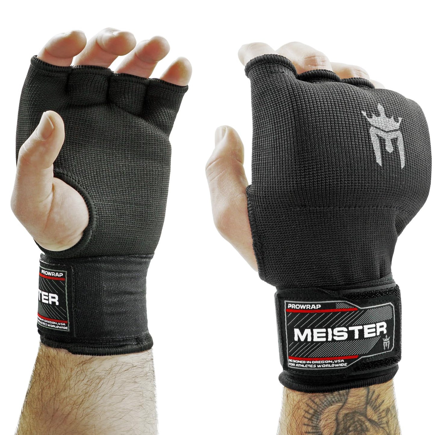 Meister Padded ProWraps Inner Hand Wrap Gloves (Pair) - Black - Small/Medium