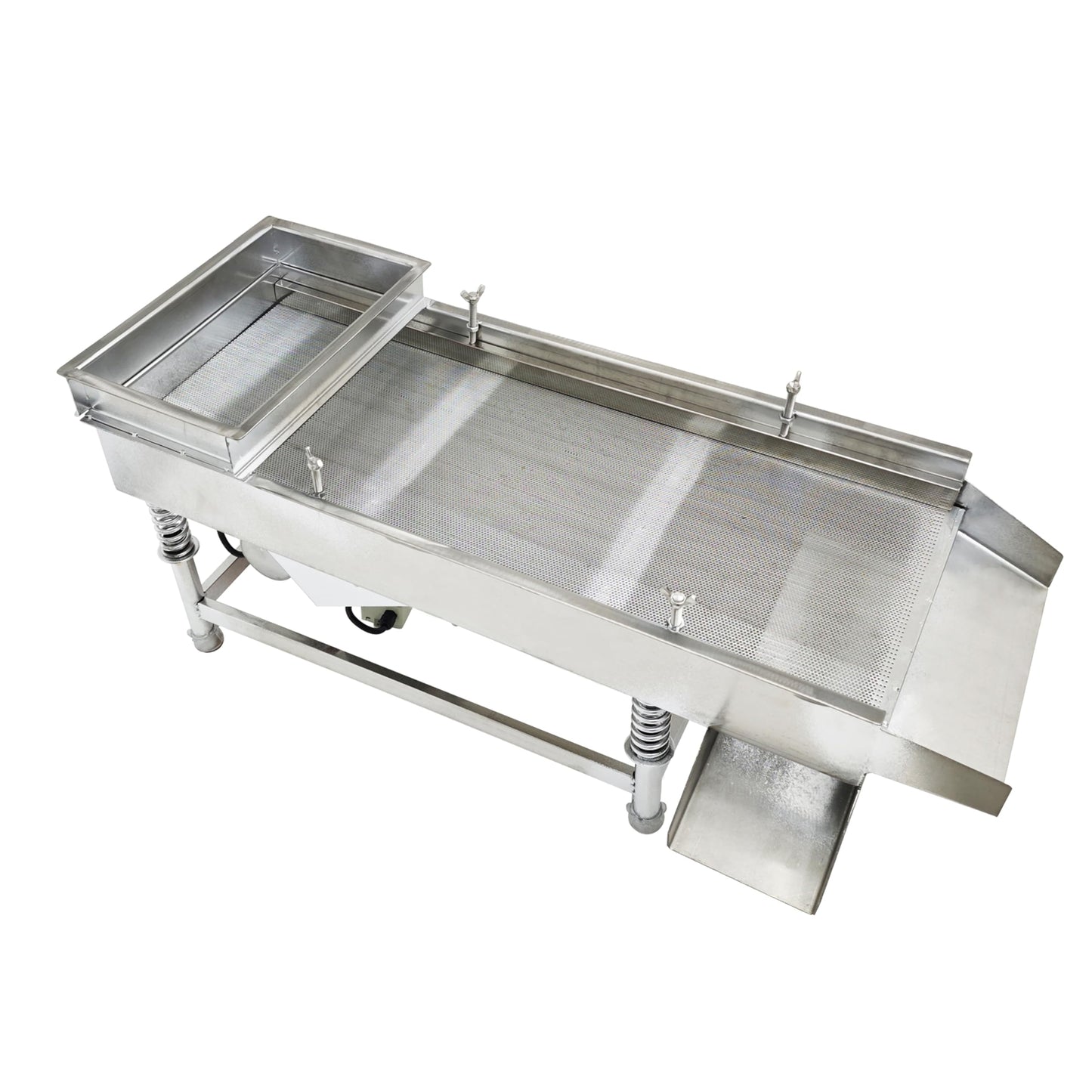 TECHTONGDA Straight Vibrating Sieve Screen Shaker Electric Linear Sifter Machine Stainless Steel One Layer One Motor 0.5mm Screen Size 11.8×29.5inch 110V