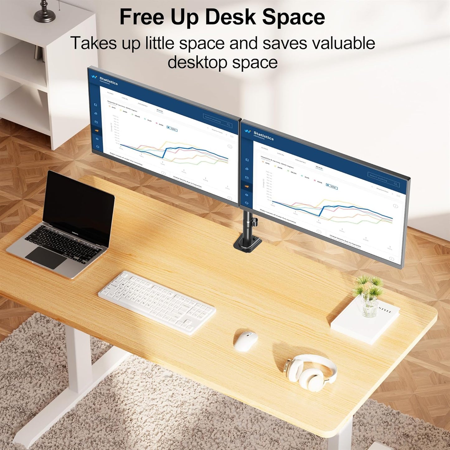 MOUNT PRO 13-32 Inch/17.6lbs 2 75x75/100x100mm Dual Monitor Mount Fits LCD Screen, Computer Monitor Desk Mount