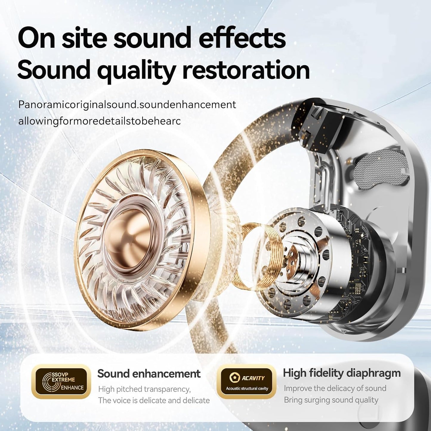 48h IPX6 Open Ear Earbuds Bluetooth Wireless Headphones with LED Power Display, Playtime, Waterproof Comfortable