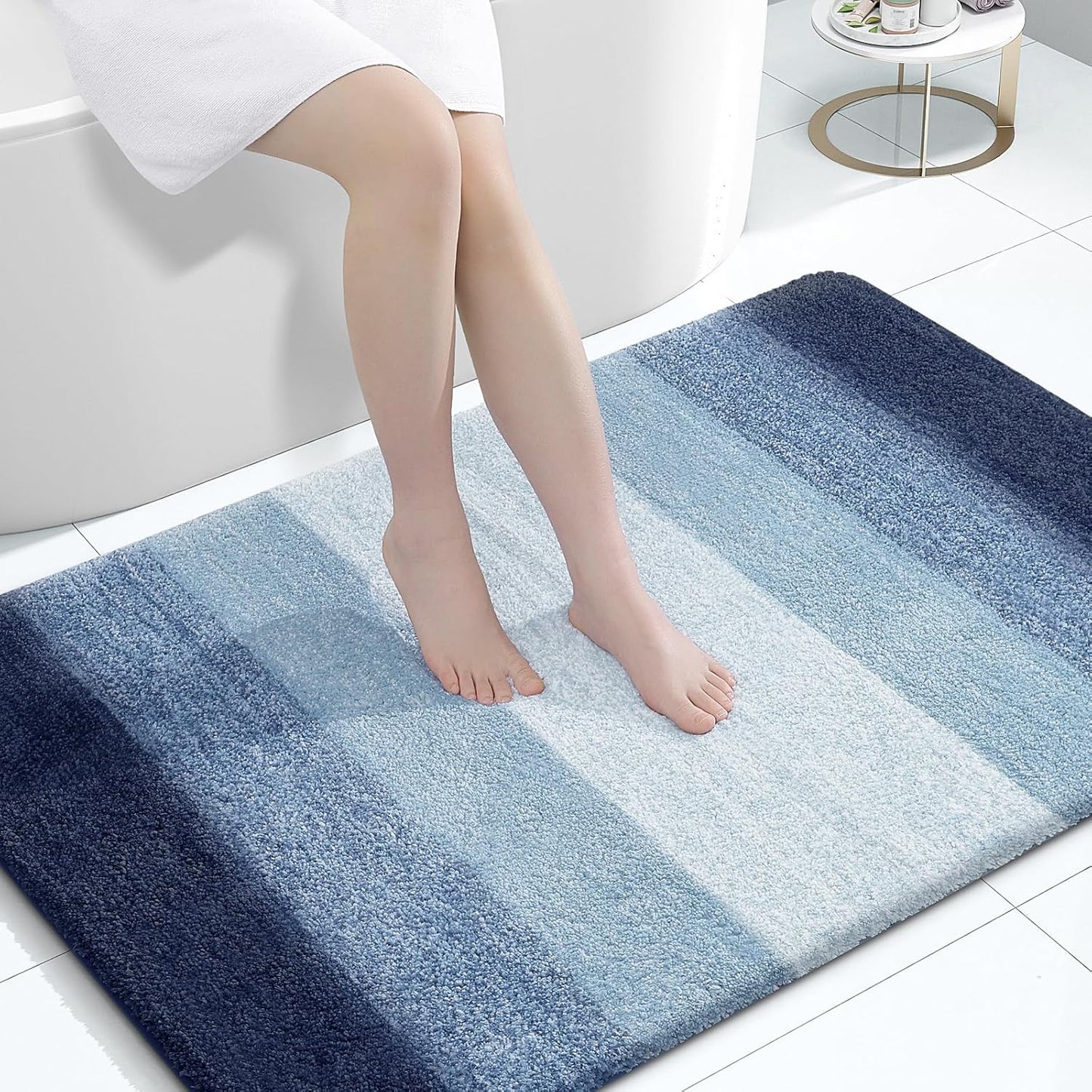 OLANLY Large Bathroom Rugs - Extra Soft Microfiber Mat 44x32 | Quick Dry & Washable, Airy Blue