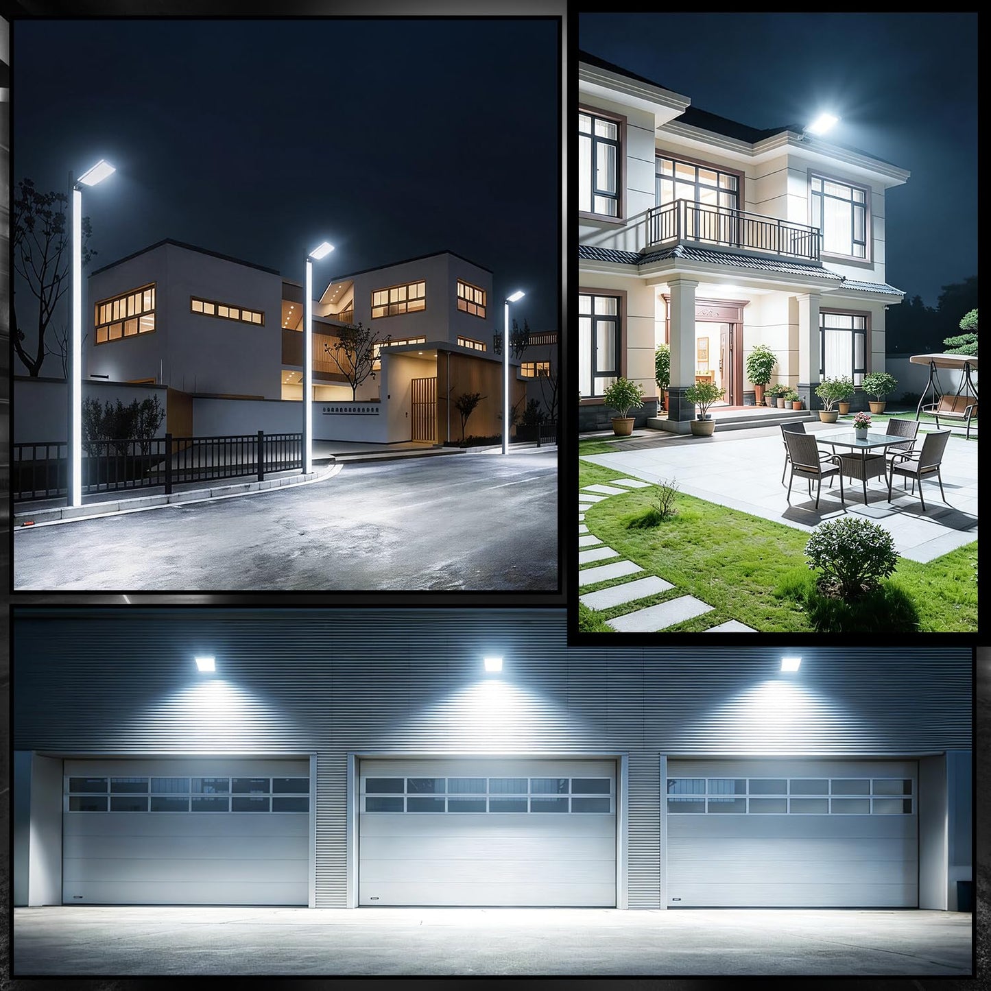 Juyace 4-Pack 240W LED Parking Lot Light with Photocell, 36,000LM 5000K Dusk to Dawn Security Flood Light, IP65 Commercial Area Light with Trunnion Bracket for Warehouse Street Yard (110-277V)