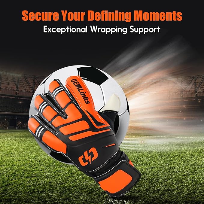 Youth&Adult Goalie Goalkeeper Gloves with Finger Protection Breathable Soccer Gloves with Strong Grips，6 Colors，Sizes 7-10