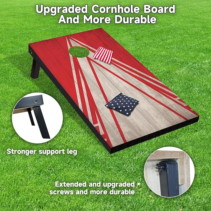 Cornhole Board Set with Carrying Bags & 8 Bean Bags Corn Hole Boards Bean Toss Game for Adults Family Outdoor Lawn Outside Backyard Games