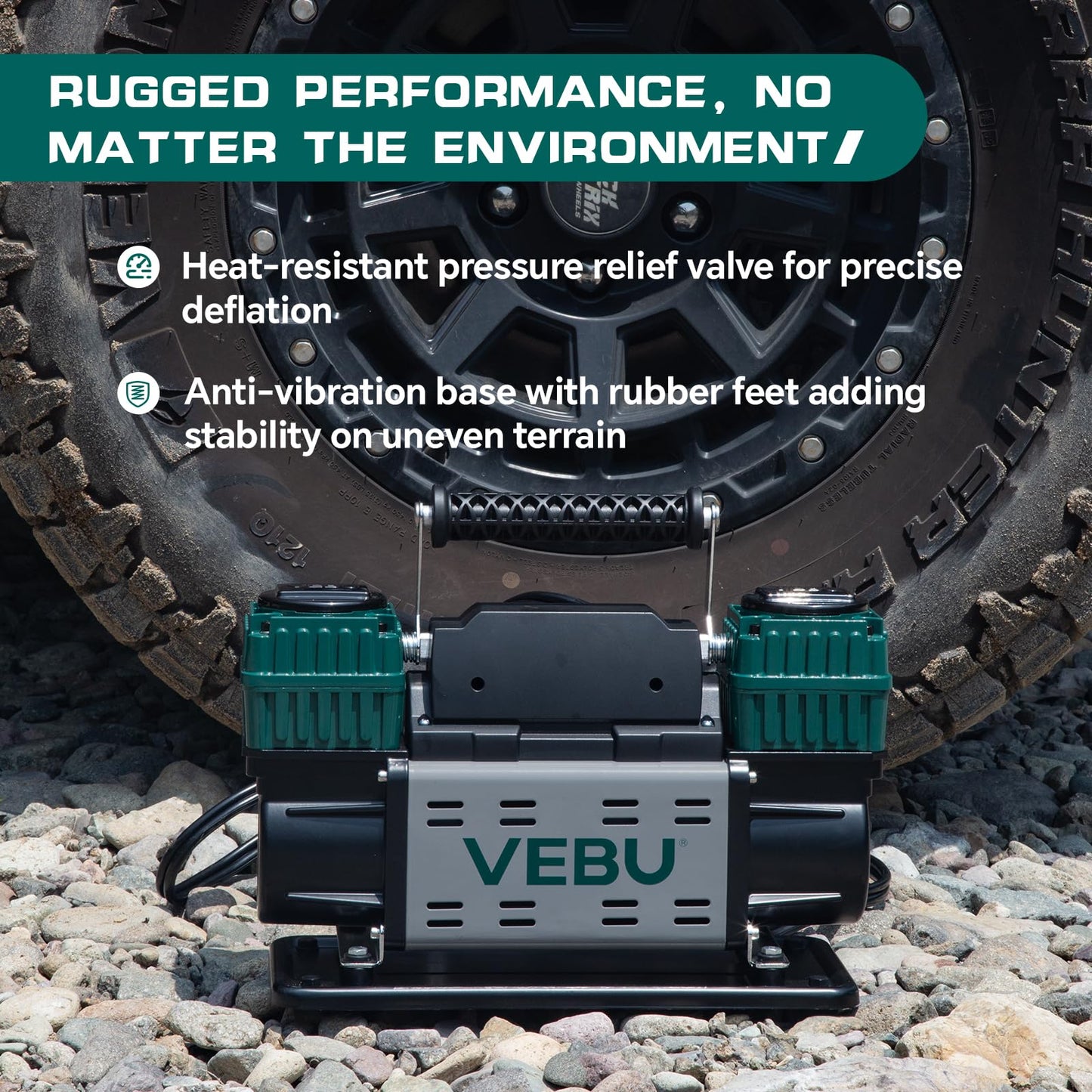 VEBU Air Compressor with 4 Tire Inflation and Deflation System, 10.6CFM Fast Infaltion, Preset Memory and Digital Display