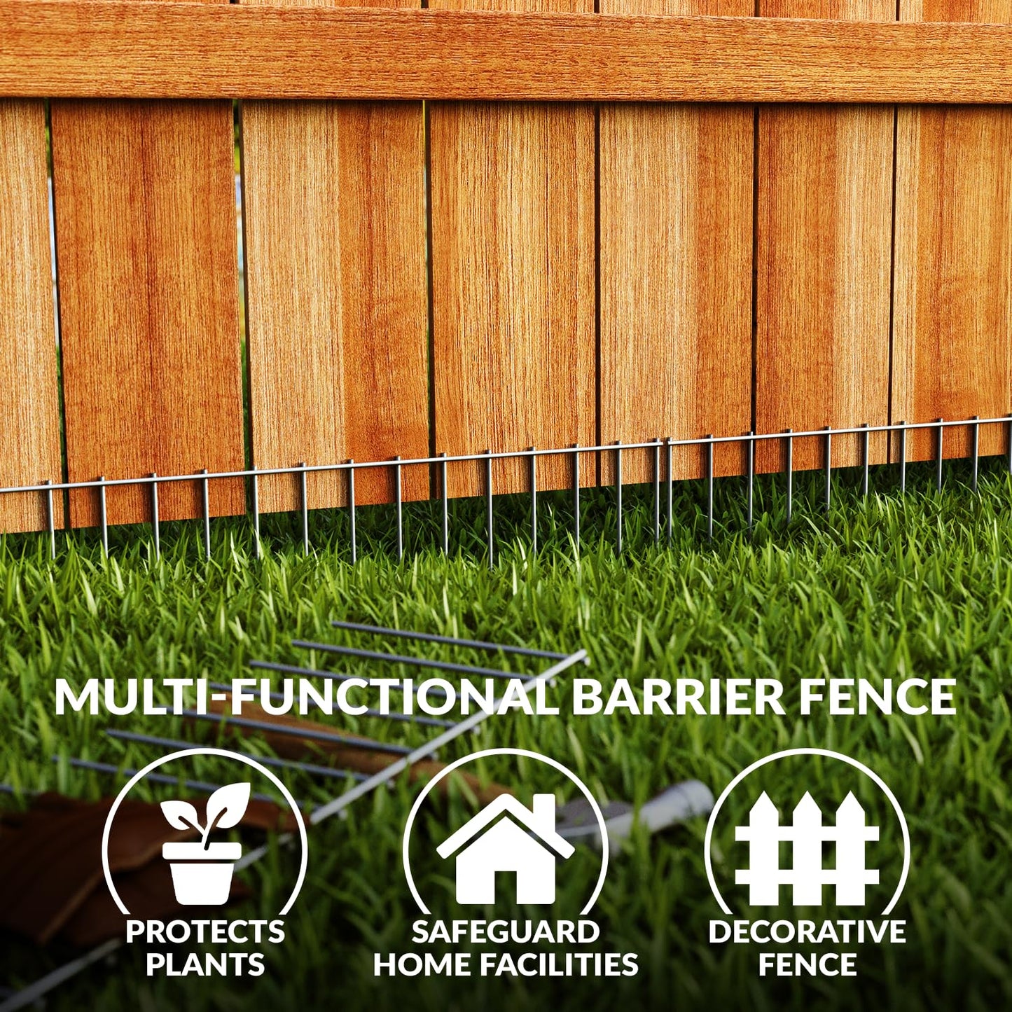 Dig Defence - Original Gate Plate - Underground Fence Gap Filler, Dog Digging Deterrent - 4 Pack with 2 SM/MD Animal Fence Barrier