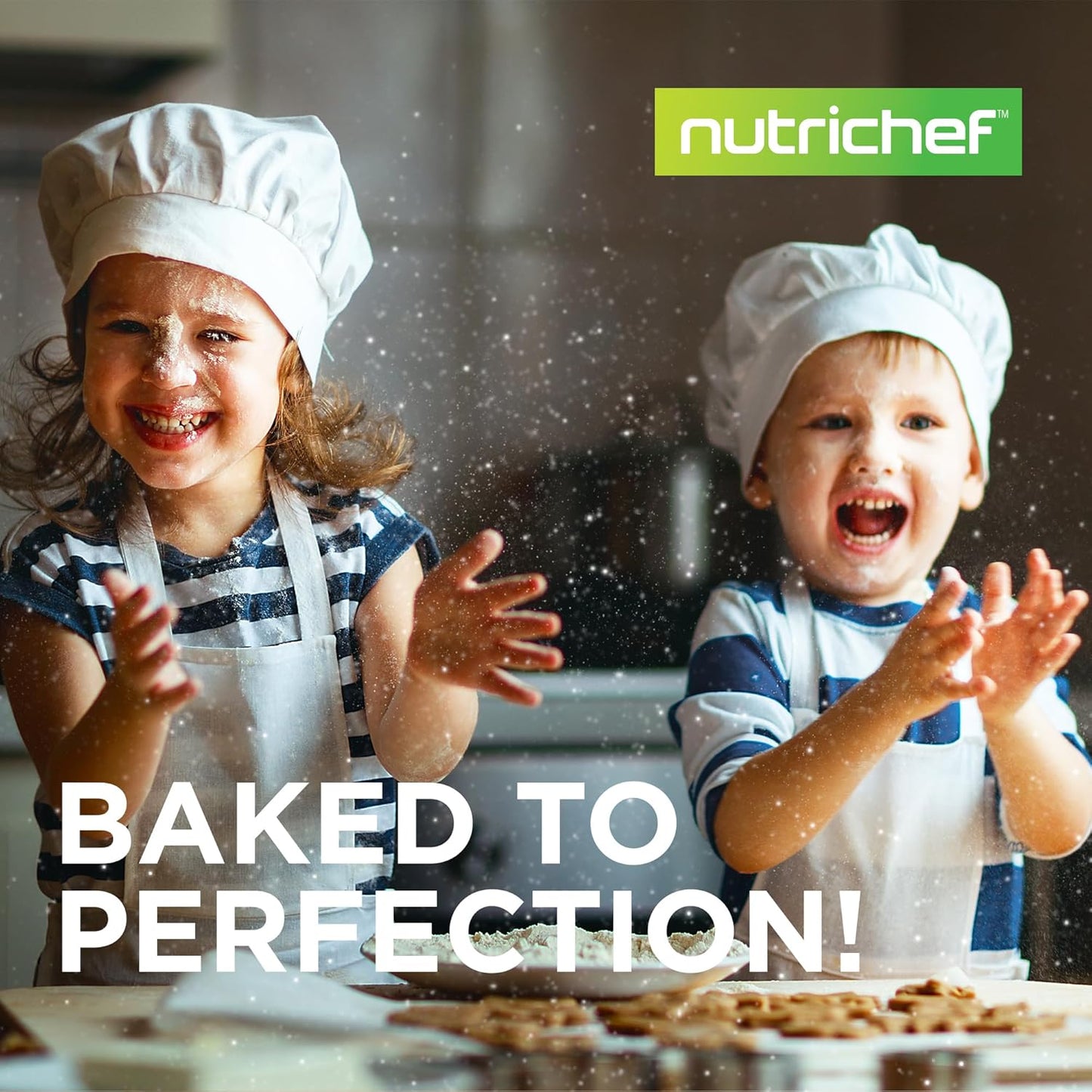 NutriChef Nonstick Baking Pans Set - Premium Carbon Steel Cookie Sheets with Red Silicone Handles | Oven Safe, Dishwasher Safe (6 Pack)