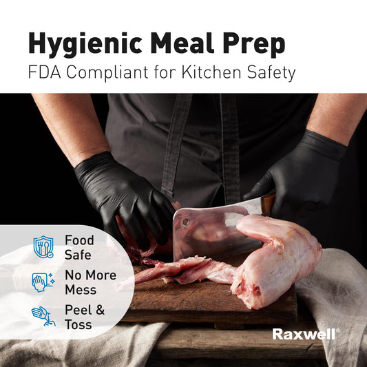 Raxwell Disposable Nitrile Gloves - Puncture-Resistant Mechanic Glove - Food Prep & Medical Use, Latex-Free - XX-Large, Pack of 900, Black