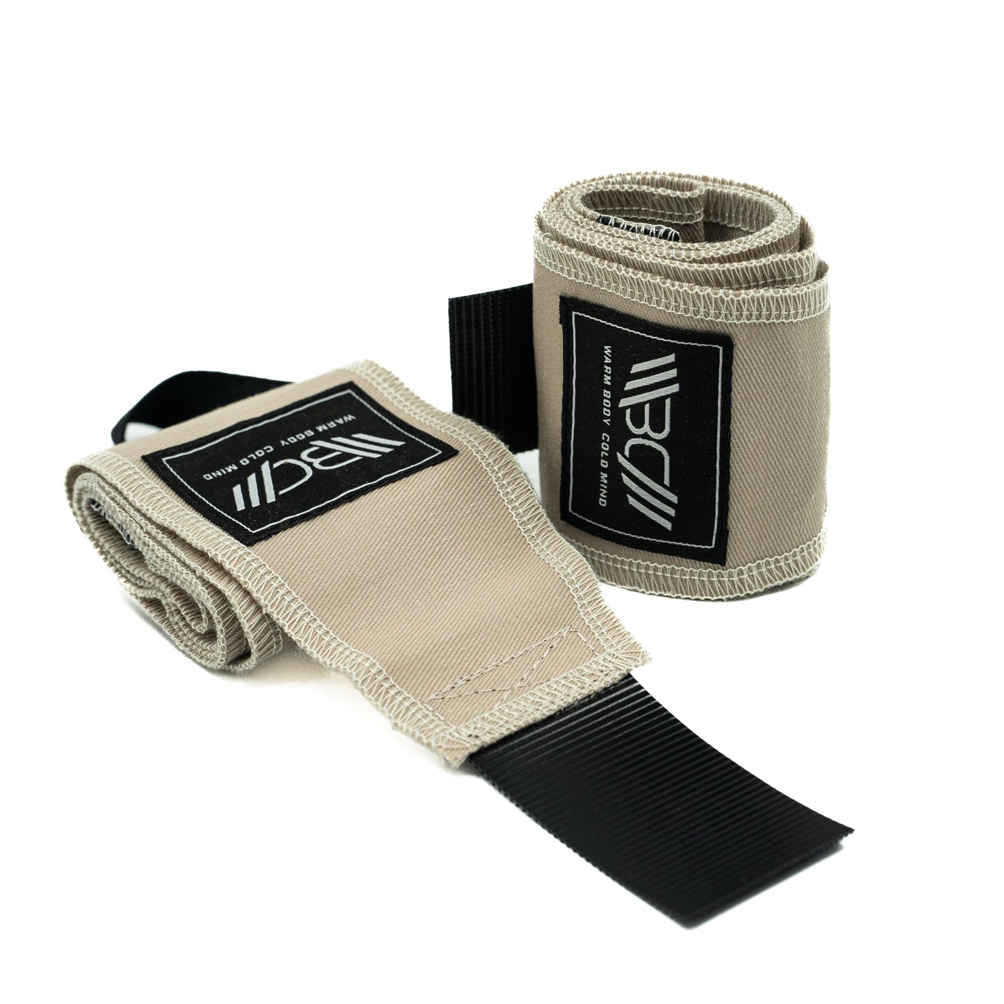 WARM BODY COLD MIND - Premium Cotton Weight Lifting Wrist Wraps for Cross Training, Powerlifting, Deadlift, Weightlifting, Gym, Wrist Straps, Workout, Fitness, Heavy-Duty Support (Light Beige)