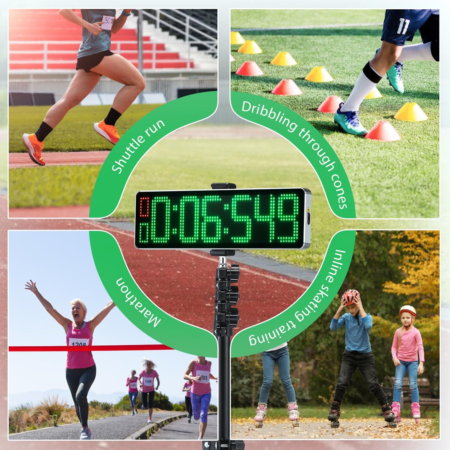 Flyrivergo Powered Wireless Laser Timer for Sprints with High Stand, Laser Sprint Timer System, Race Clock with Tripod for Speed Training/Lap/Track Field/Football/Bike/Motorcycle