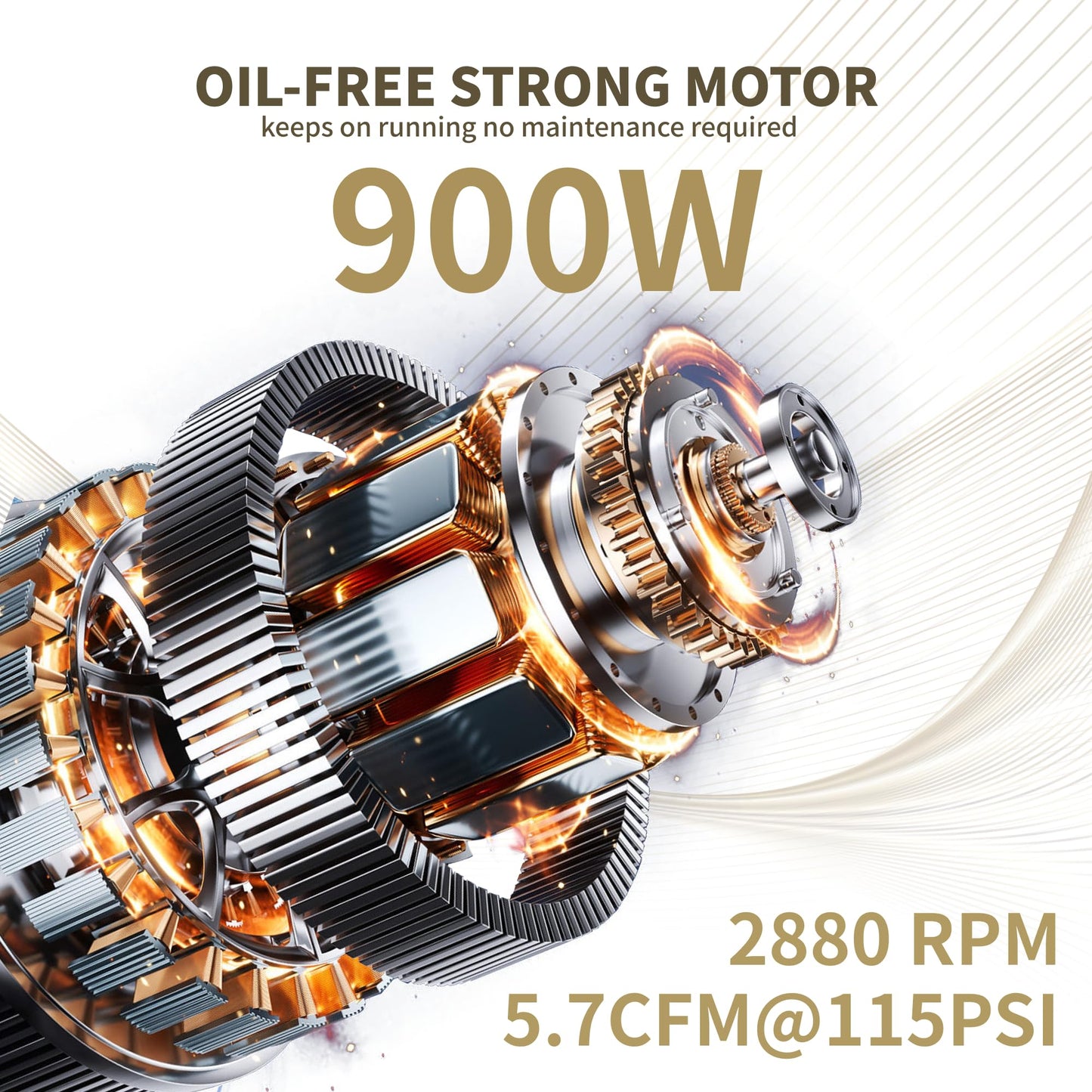 MZB 6.4 Gallon Ultra Quiet Air Compressor 110V/60Hz Steel Tanks Oil-Free 70dB Noise Level Air Compressor with Wheels for Spray Painting, Auto Repair, Carpentry Decoration