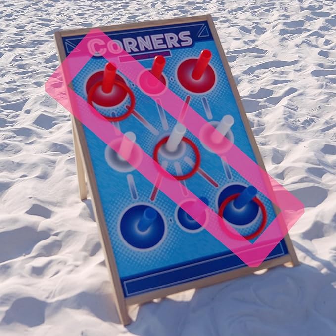 Corners Championship: Ring Toss Reinvented - Yard & Party Game, Wooden Peg Board, Competition Scoring Game, Indoor & Outdoor, Family & Friends Ages 6+