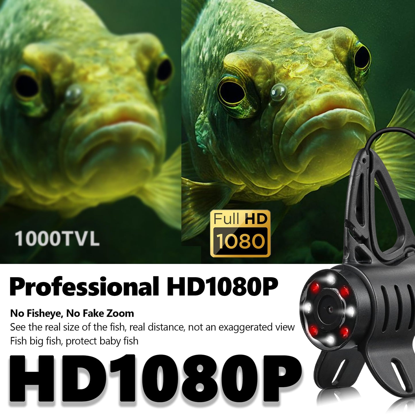 [FishPRO® 2026 Upgrade] NO.1 HD 1080P Underwater Fishing Camera 7'' IPS- w/10,000mAh (Ease to Use) N/DVR Ice Fishing Camera, Fish Finder Camera for Ice Lake Boat Fishing w/USB-C, LED+IR, 82ft