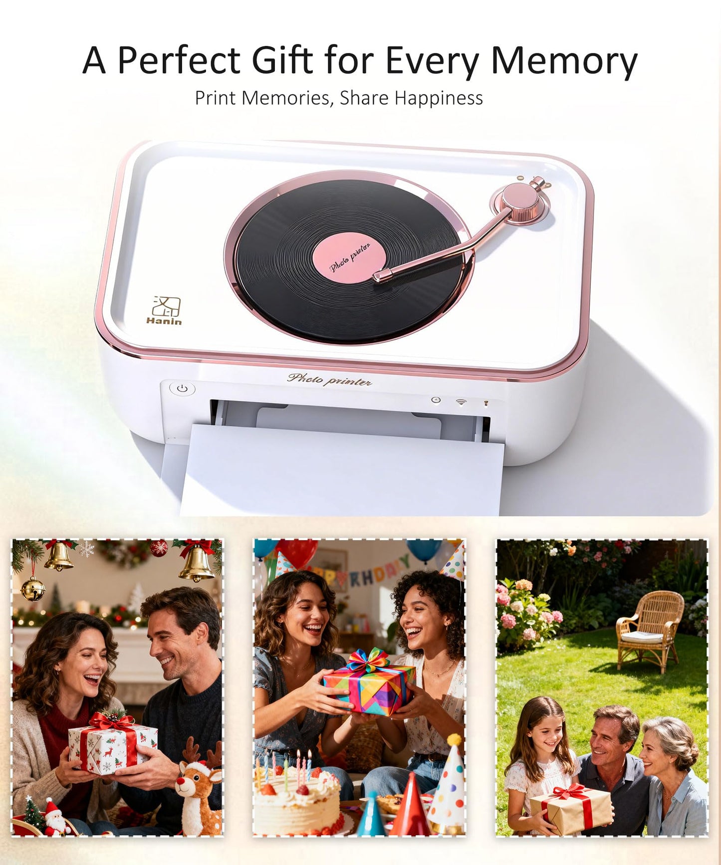 PRT 4x6 Photo Printer, Thermal Dye Sublimation WiFi Picture Printer for Phone, Portable Phone Printer with AR Video & 20 Sheets 1 Cartridge, Instant Printing for Home Use, CP6000White