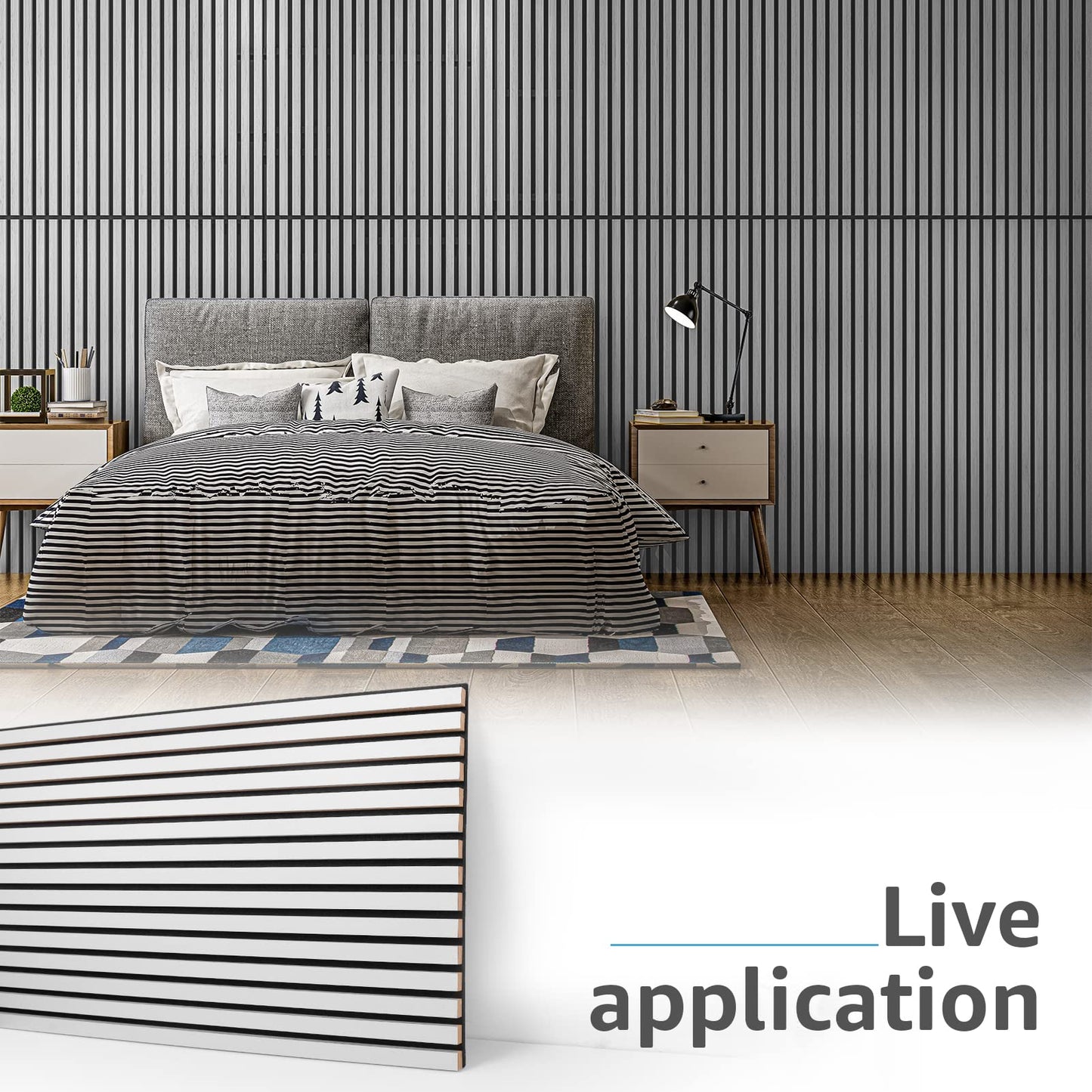 Art3d 4 Wood Slat Acoustic Panels for Wall and Ceiling - 3D Fluted Sound Absorbing Panel with Wood Finish - Brushed Silver