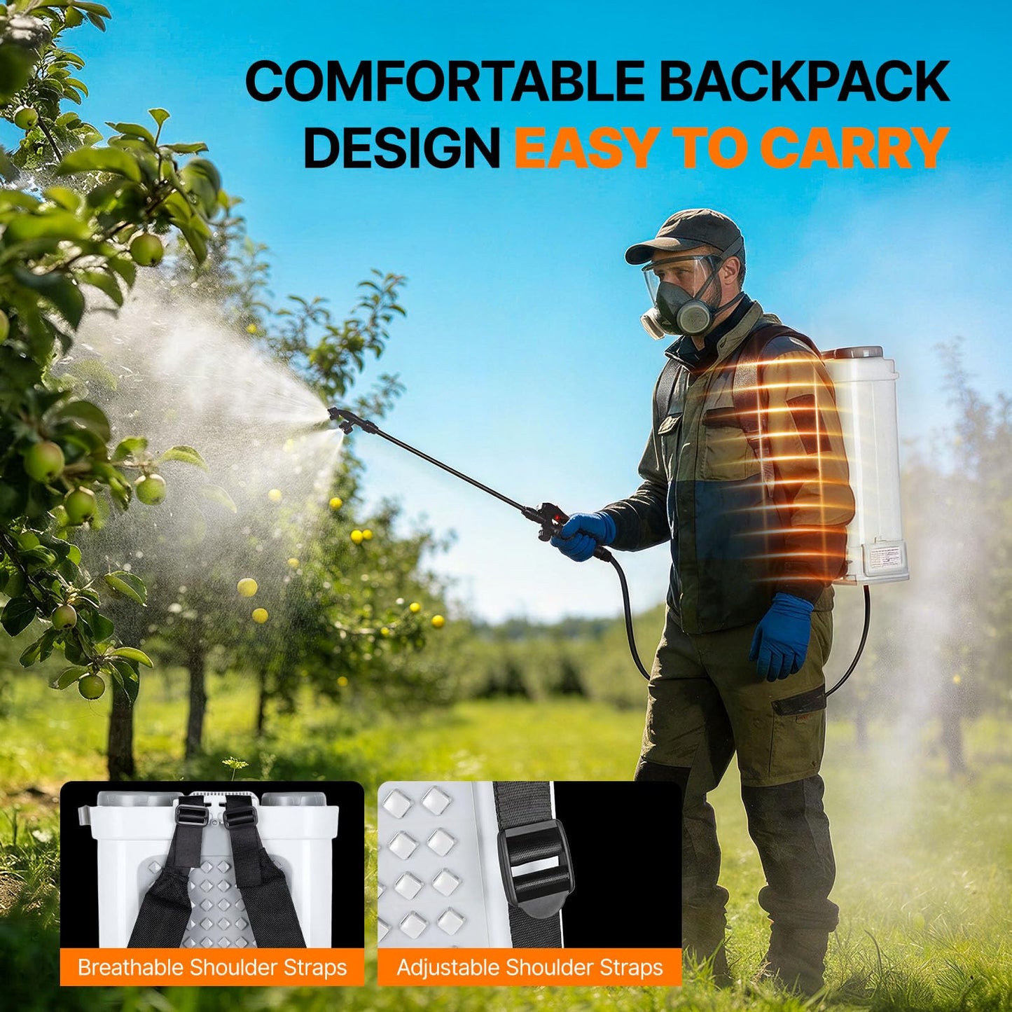 OGERY Battery Powered Backpack Sprayer 4 Gallon, 2.6Ah 21V Battery Electric Pump Sprayer with 6 Nozzles, Telescopic Stainless Steel + Plastic Wand for Lawn Garden Weed Yard Cleaning (Charger Included)