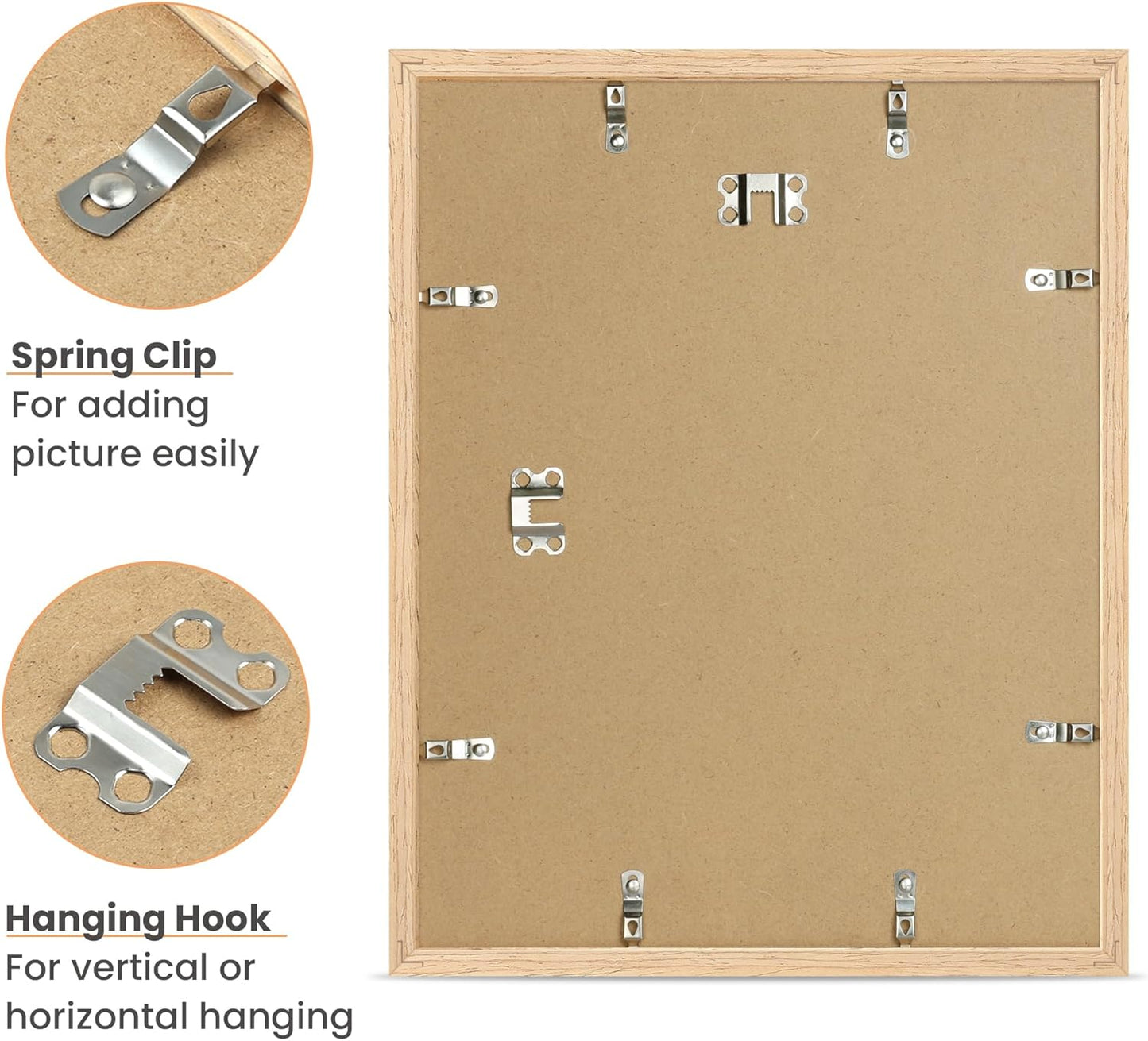 Upsimples 11x14 Picture Frame - Natural Solid Wood Frame for 8x10 or 11x14 Photos | Vertical & Horizontal Display